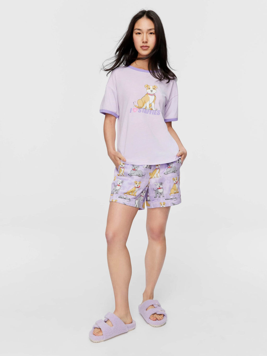 I Love Staffies Oversized Tee purple