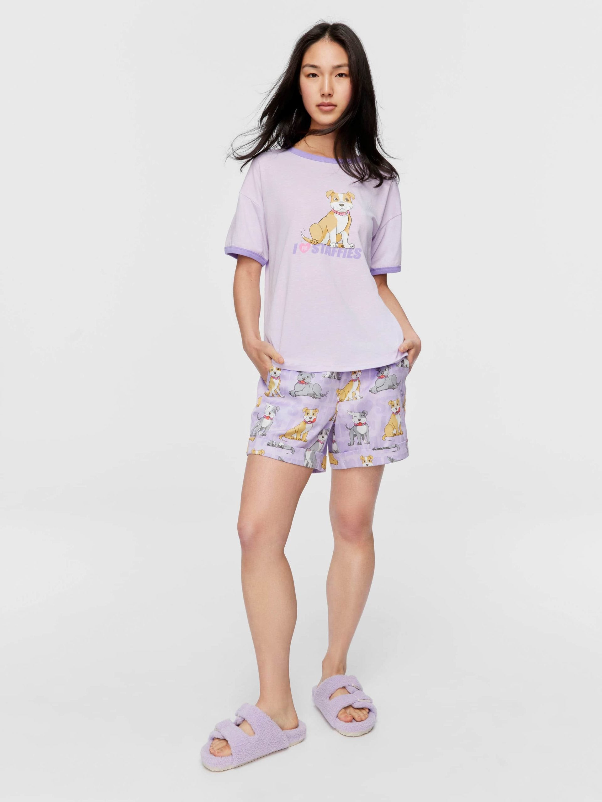 I Love Staffies Oversized Tee purple