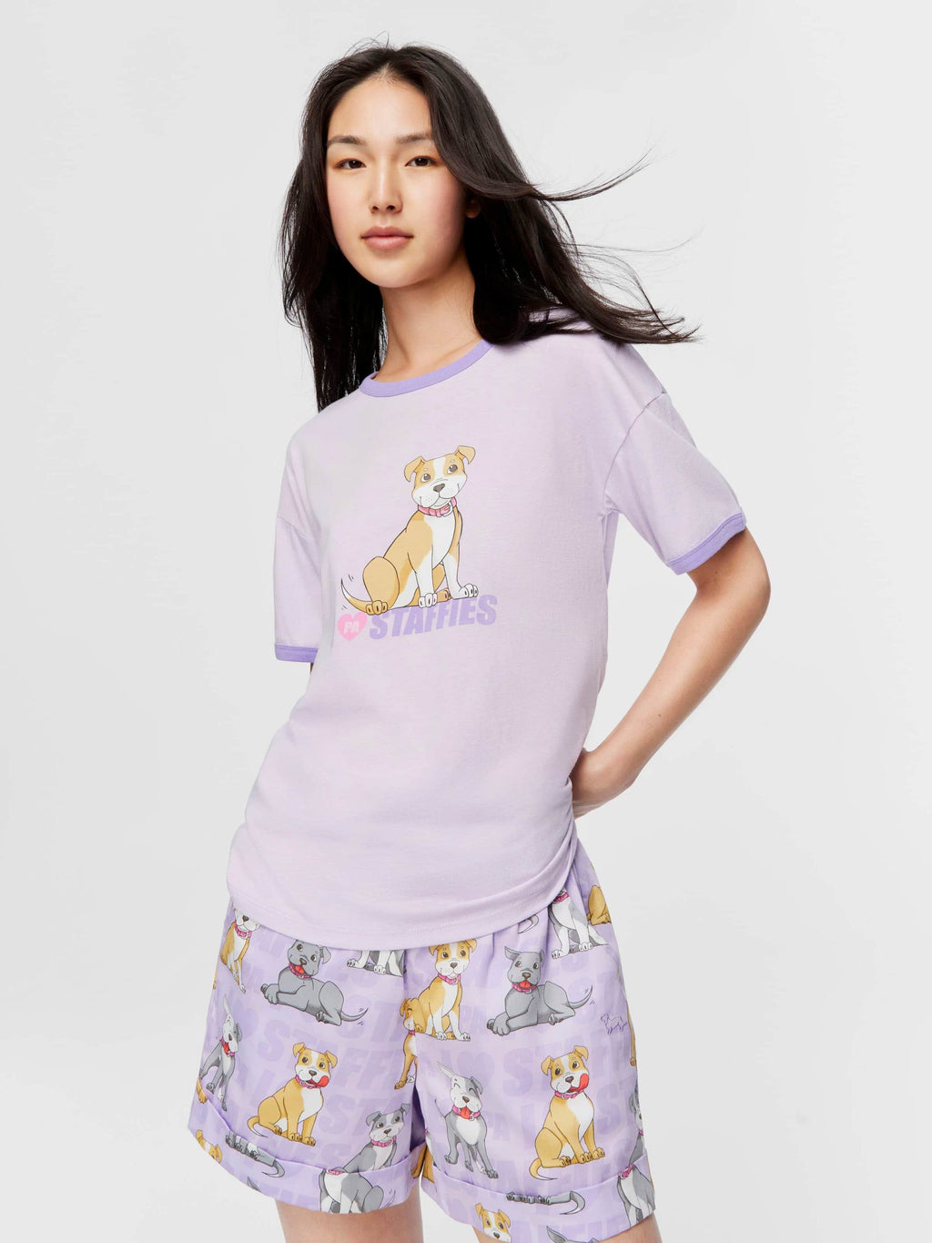I Love Staffies Oversized Tee purple