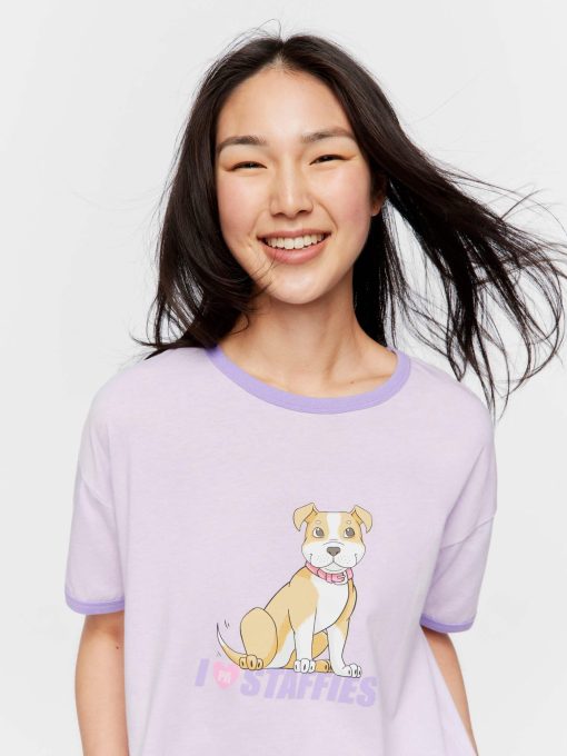 I Love Staffies Oversized Tee purple
