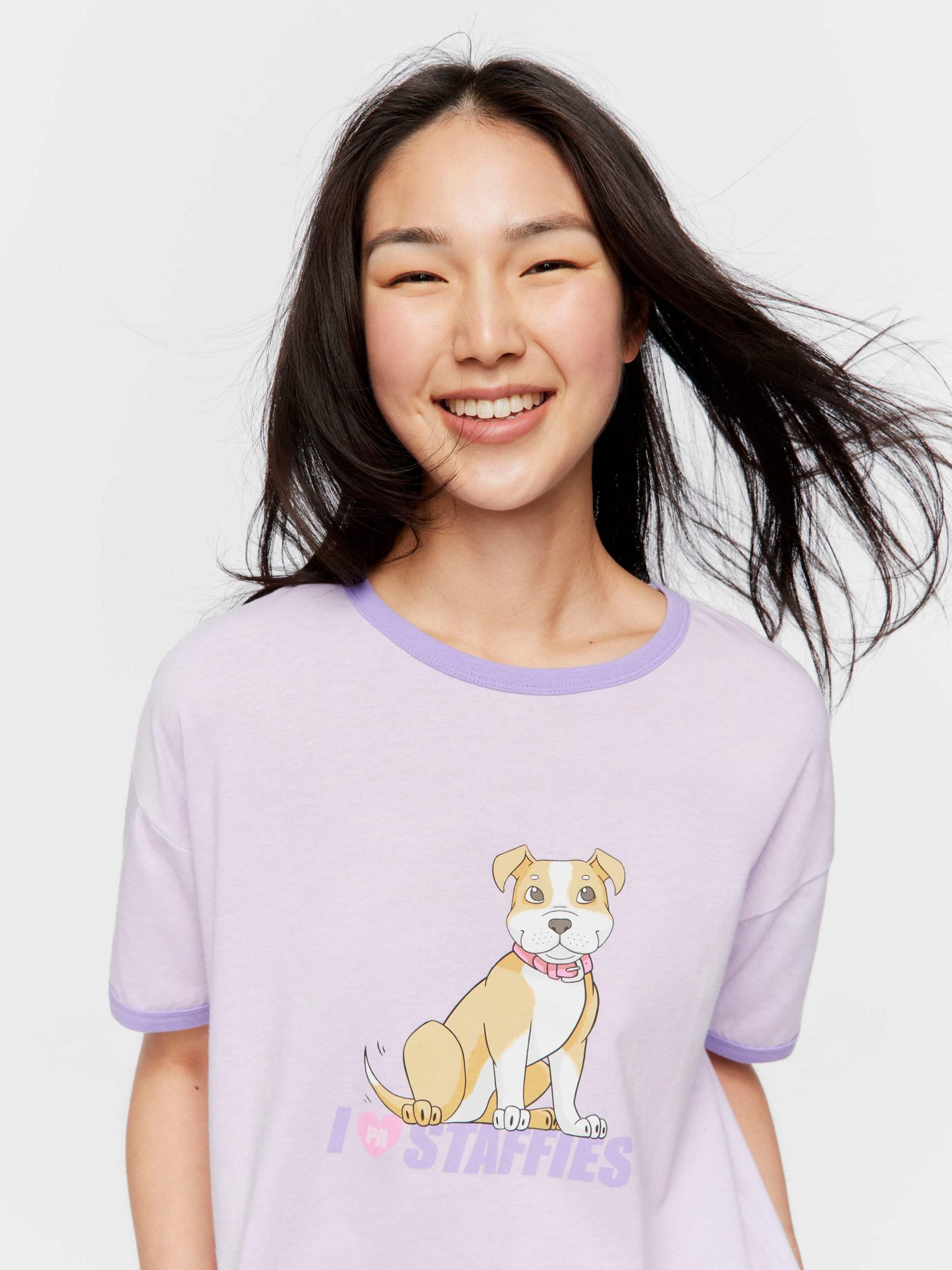 I Love Staffies Oversized Tee purple
