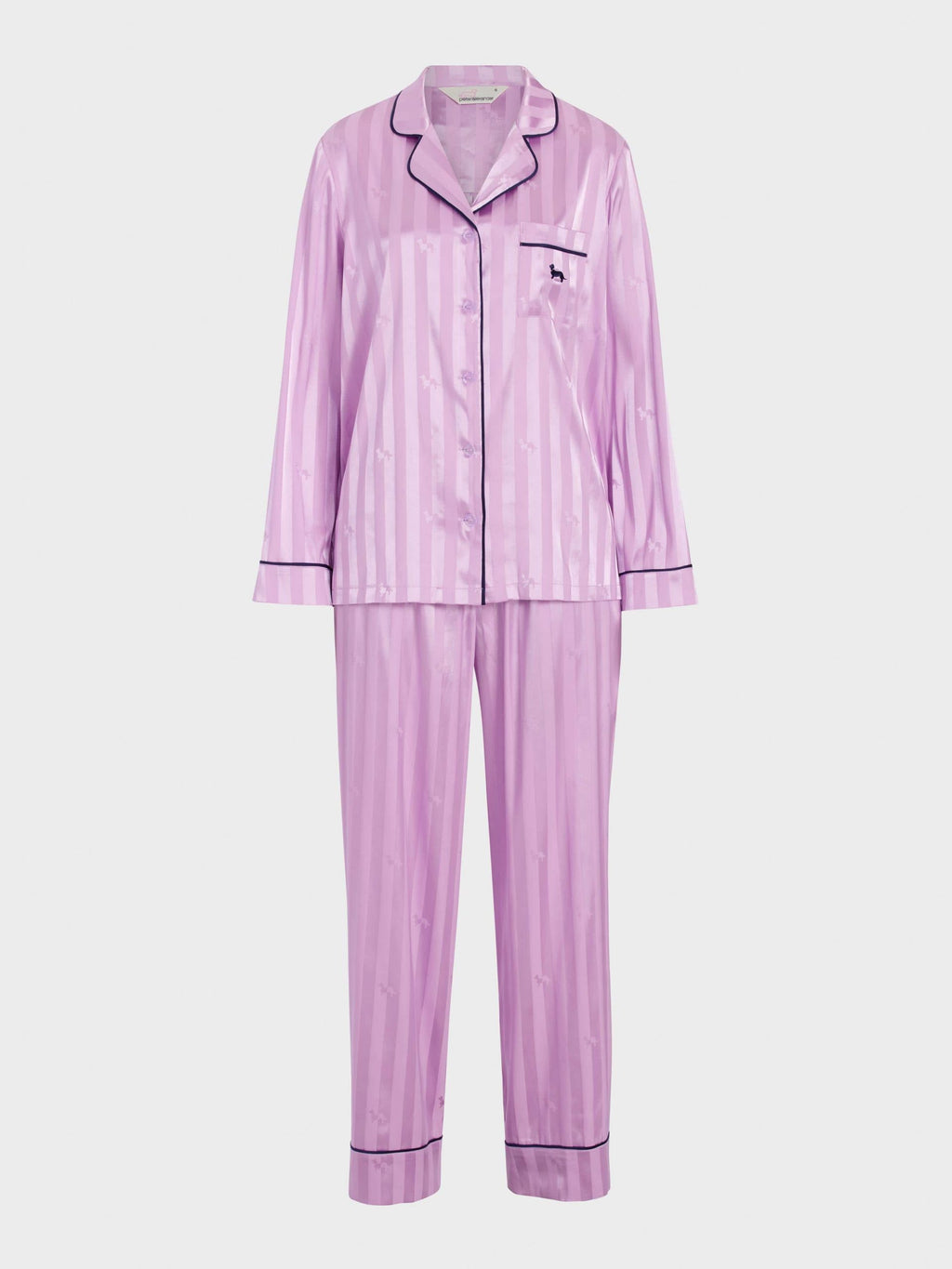 Lilac Penny Stripe Chic Satin Long Sleeve Pj Set lilac