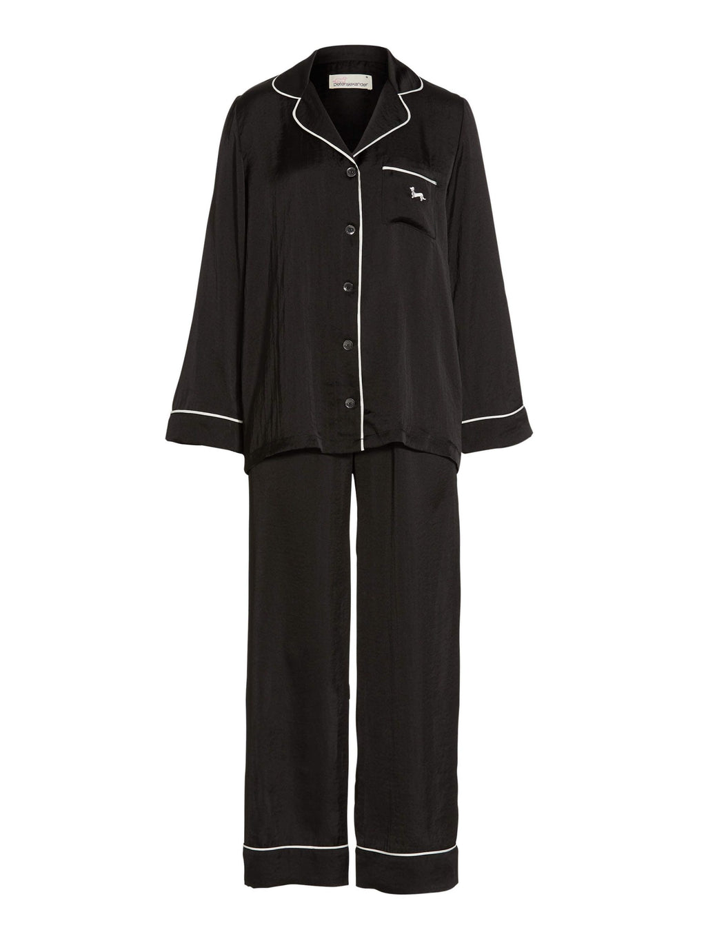Long Black Chic Satin Pj Set black