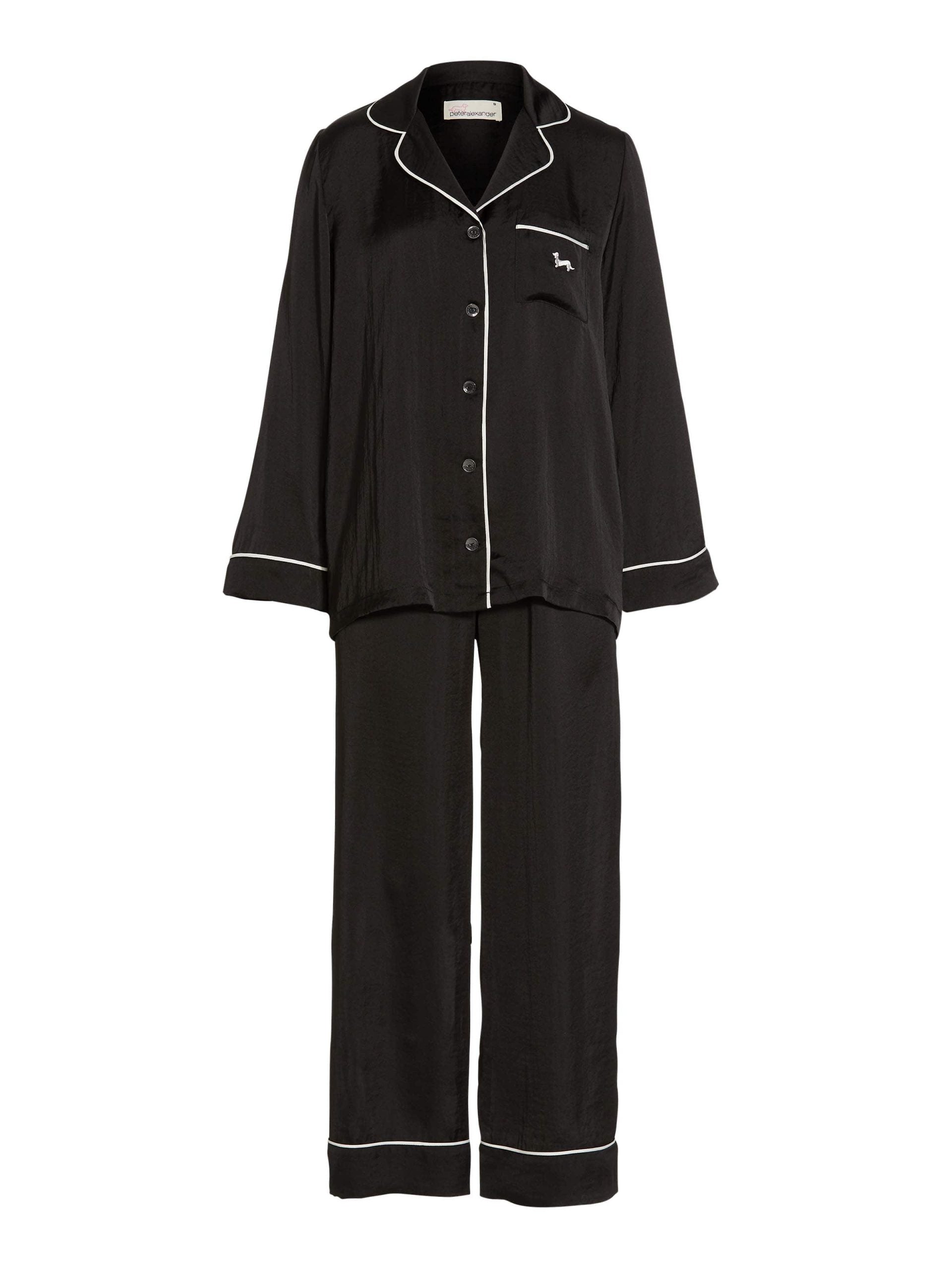 Long Black Chic Satin Pj Set black