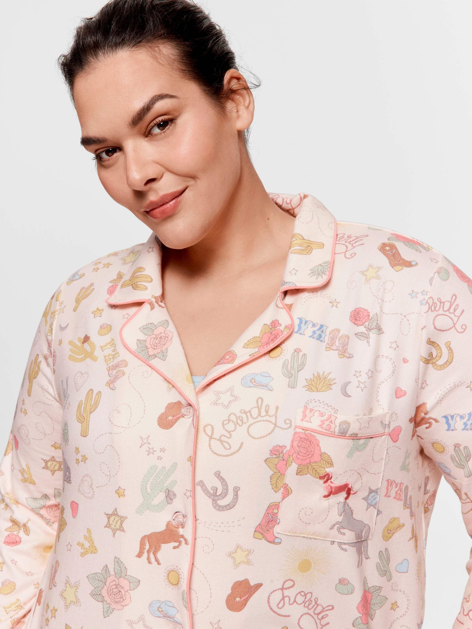 P.A. Plus Howdy Plush Classic Pj Set Multi