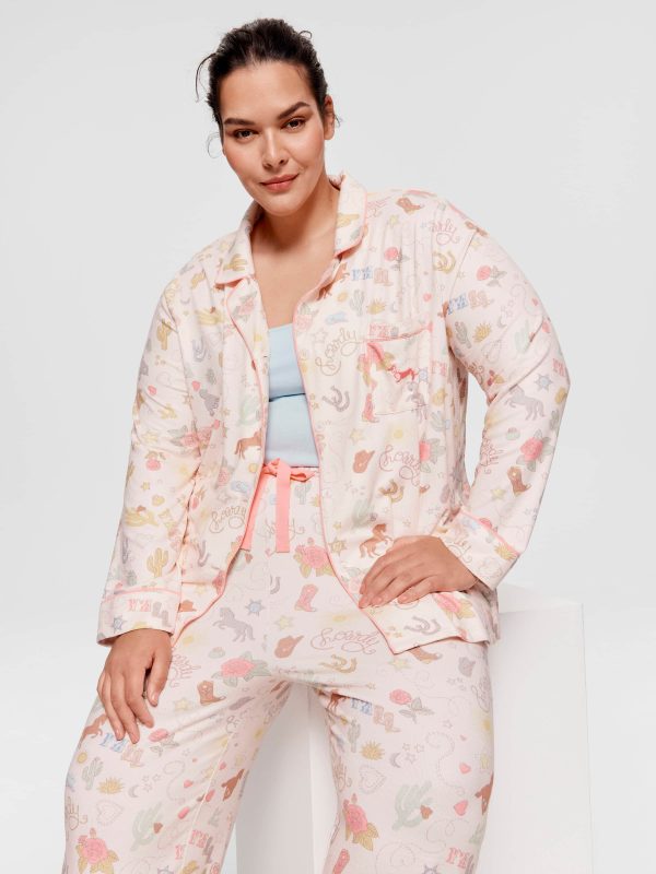 P.A. Plus Howdy Plush Classic Pj Set Multi