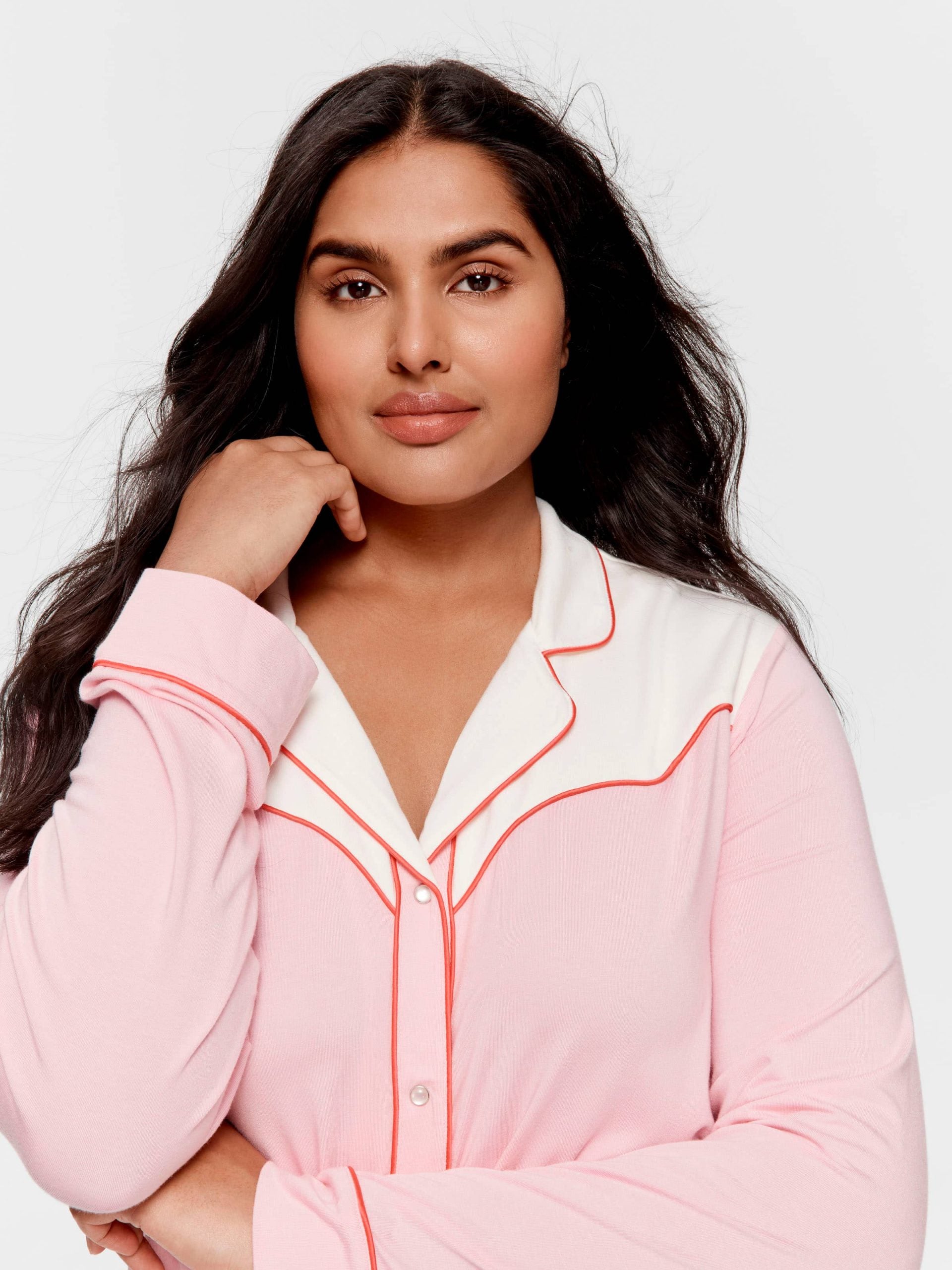 P.A. Plus Western Bamboo Jersey Long Sleeve Shirt Pink