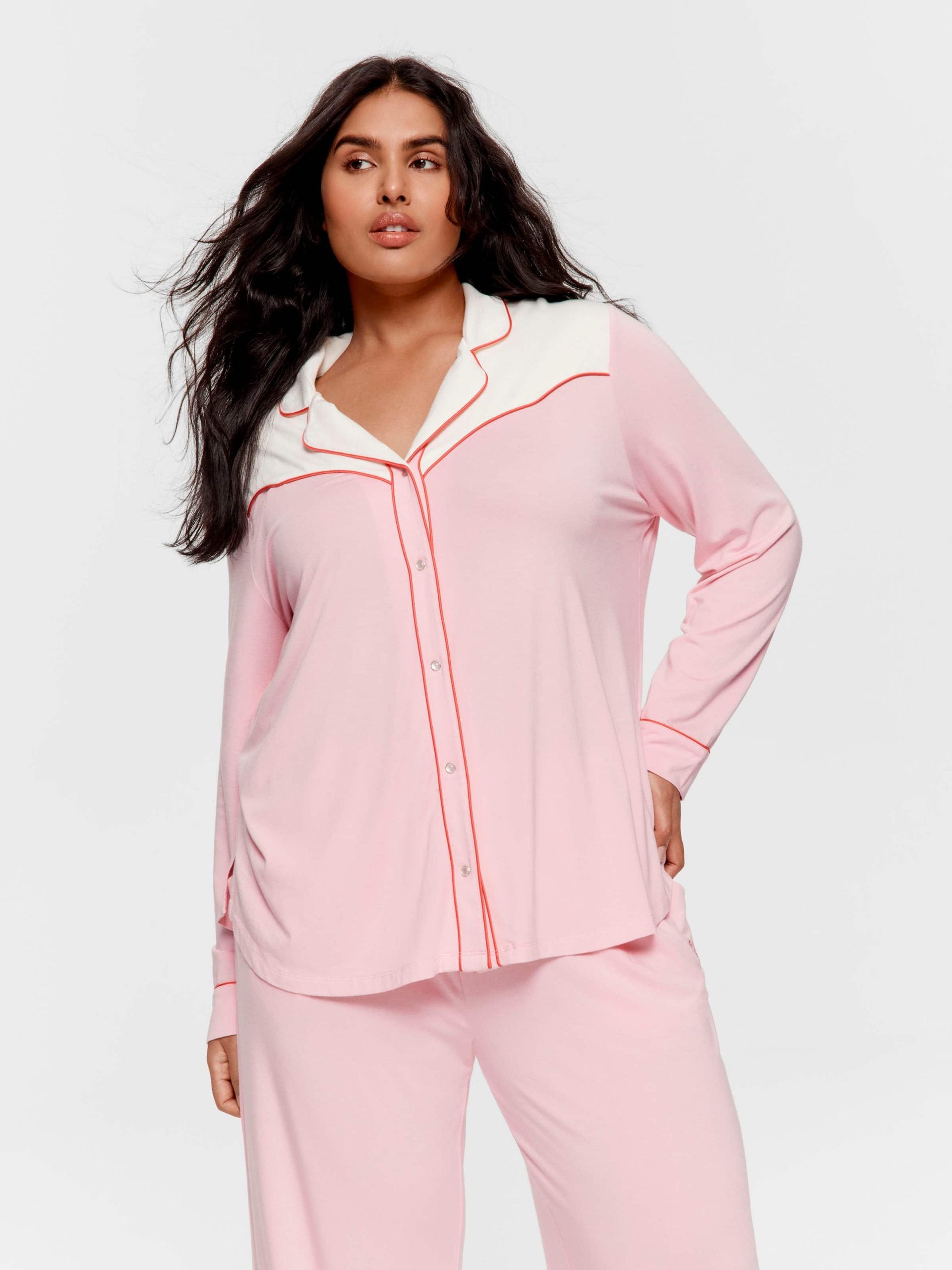 P.A. Plus Western Bamboo Jersey Long Sleeve Shirt Pink