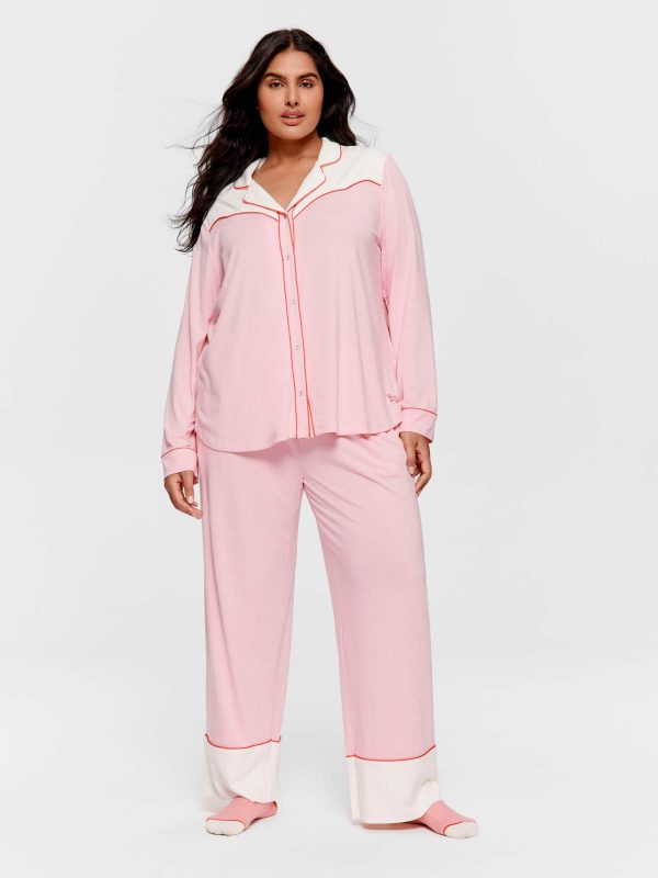 P.A. Plus Western Bamboo Jersey Long Sleeve Shirt Pink