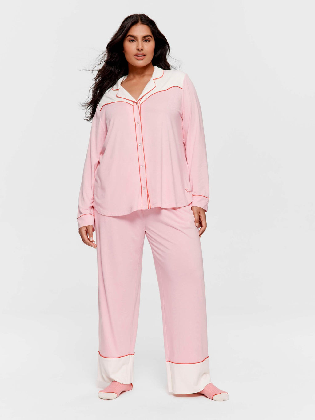 P.A. Plus Western Bamboo Jersey Long Sleeve Shirt Pink