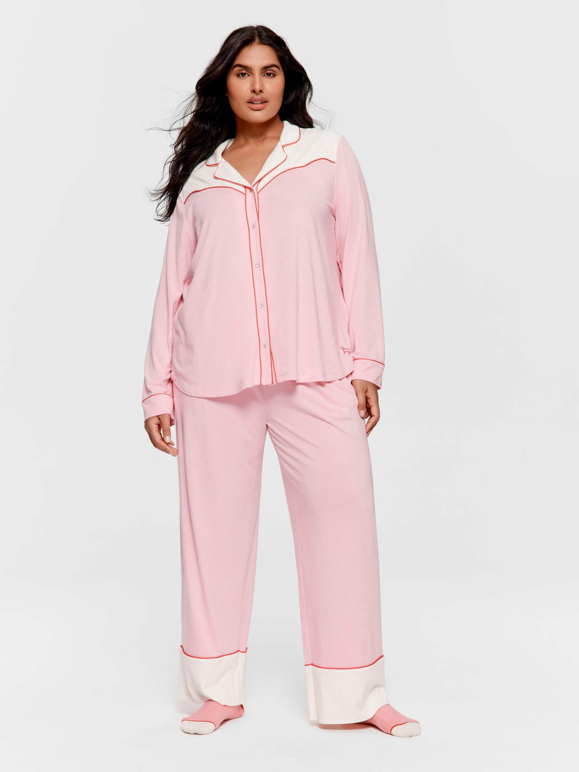 P.A. Plus Western Bamboo Jersey Long Sleeve Shirt Pink