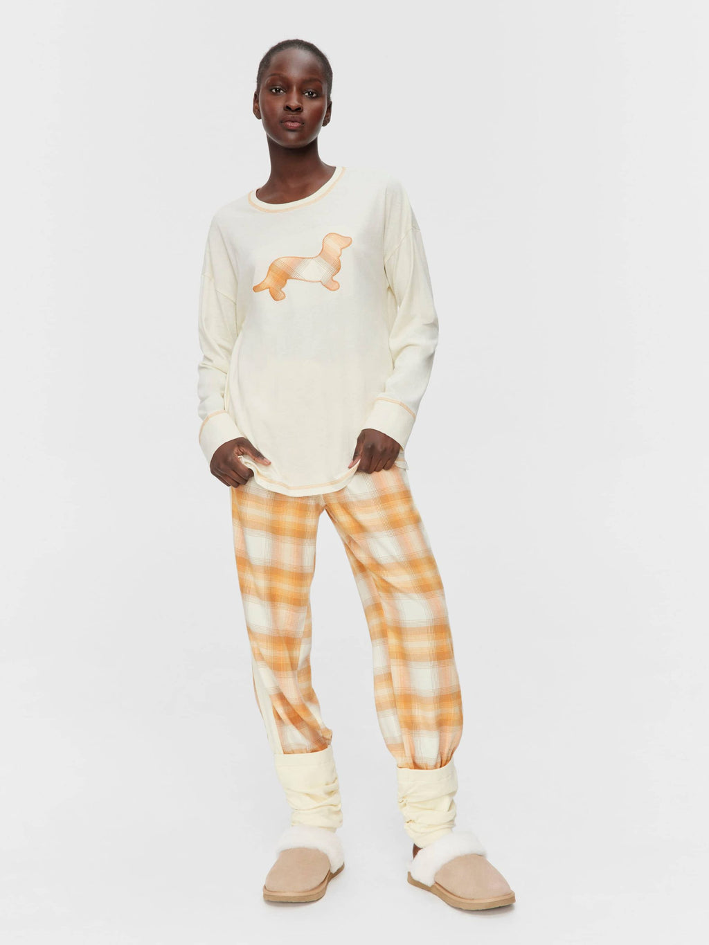 Contrast Penny Oversized Long Sleeve Top Oatmeal
