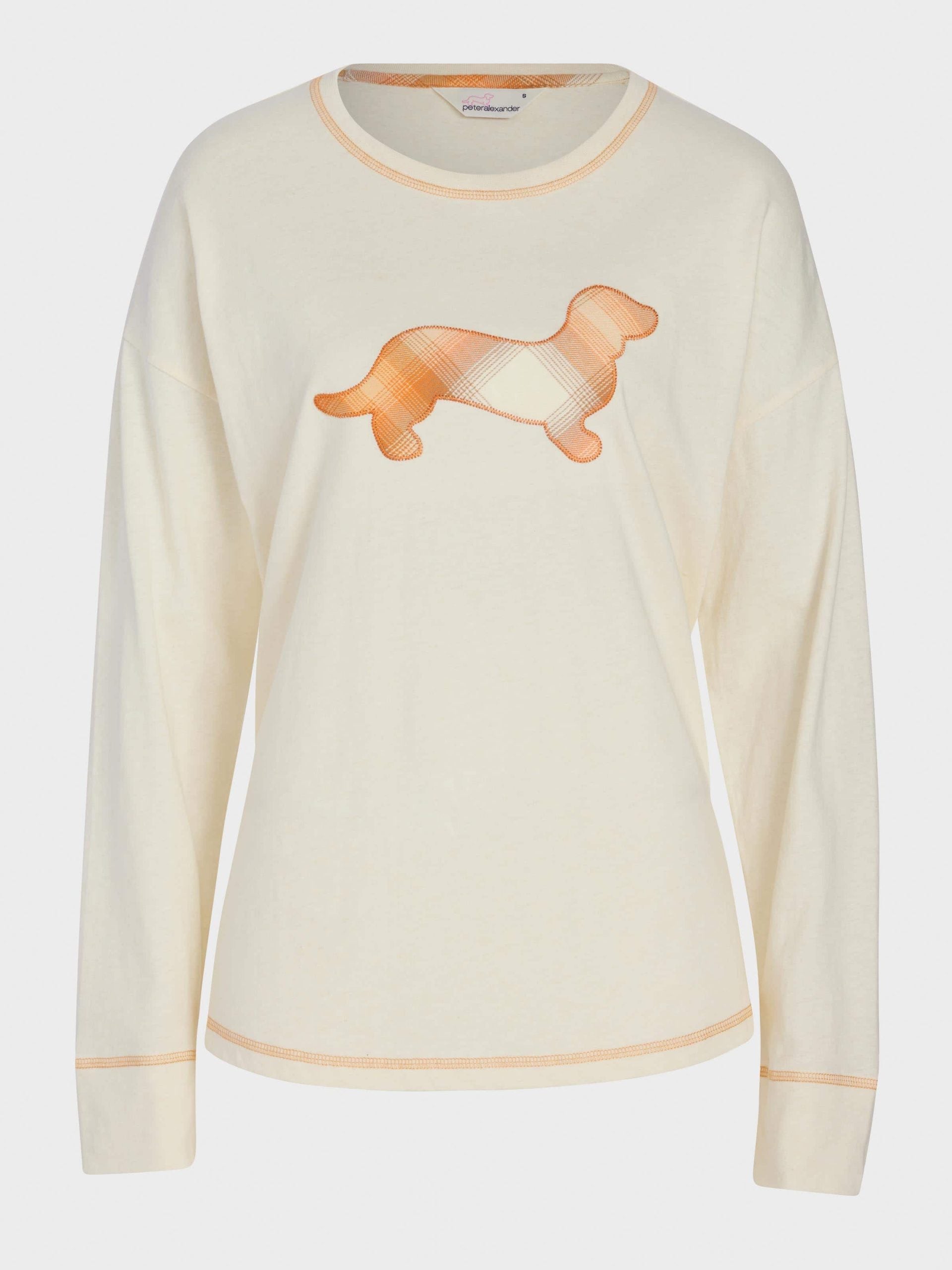 Contrast Penny Oversized Long Sleeve Top Oatmeal