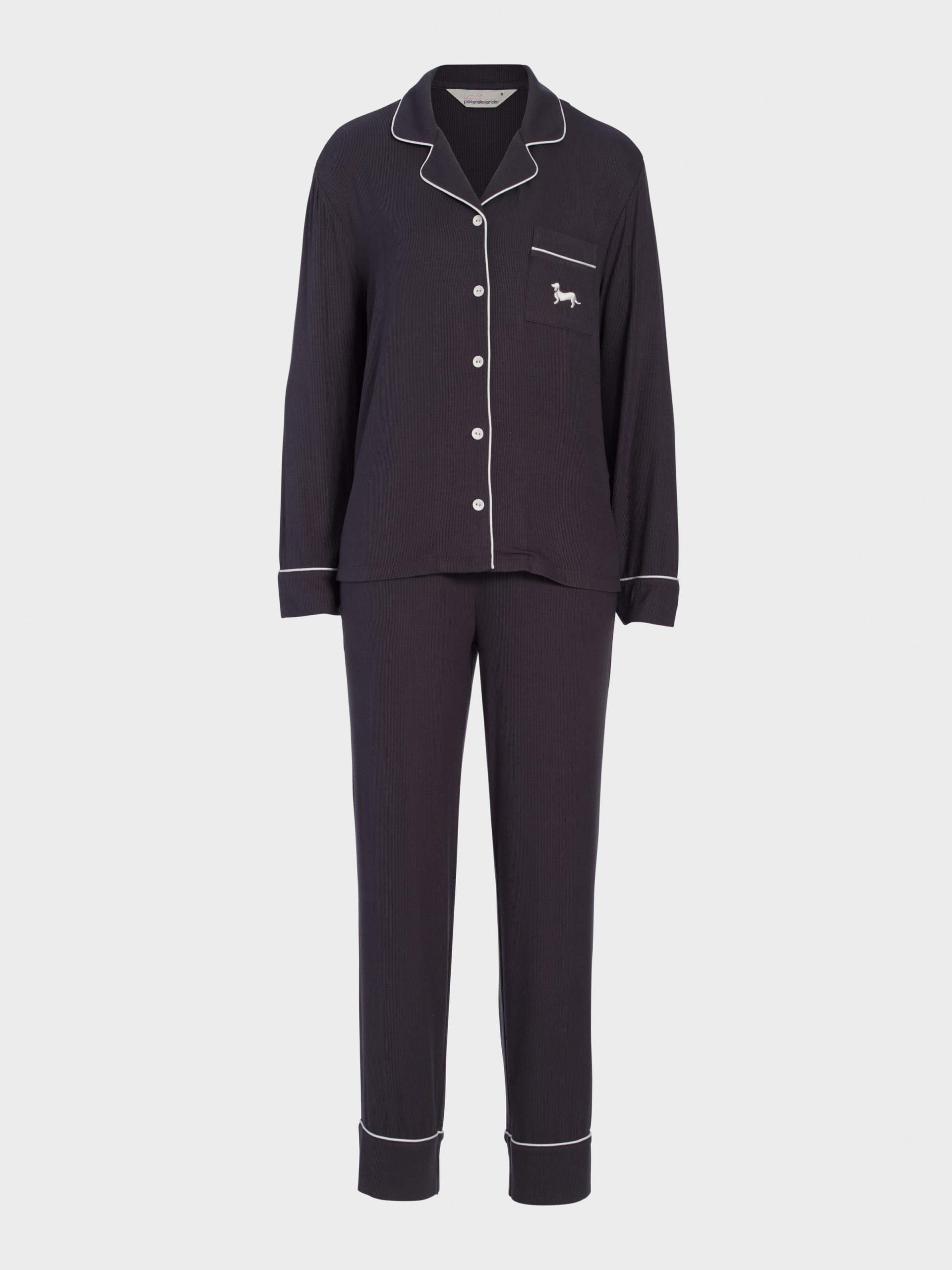 Charcoal Bamboo Rib Long Pj Set Charcoal