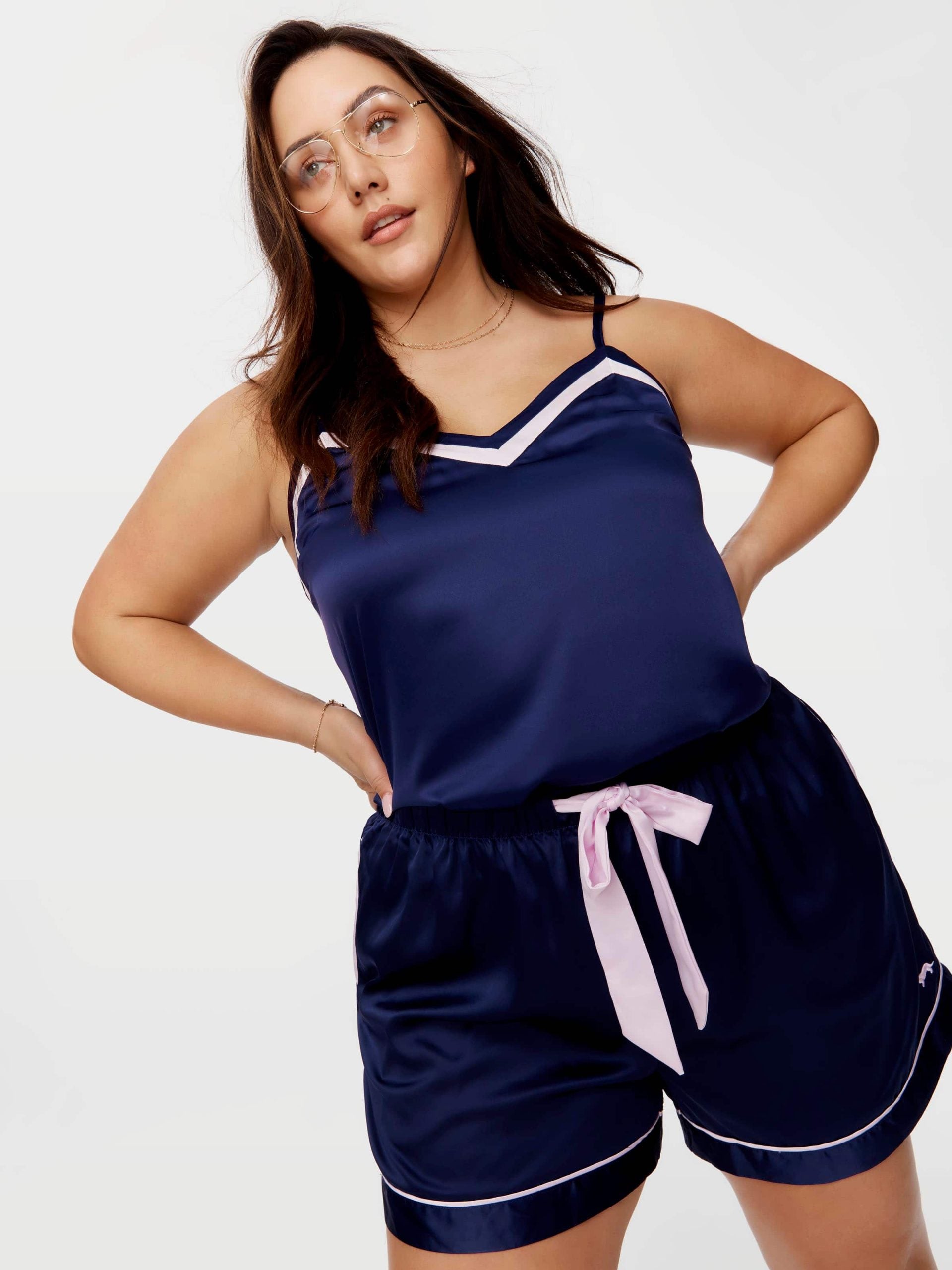 P.A. Plus Navy Tux Luxe Satin Cami Multi