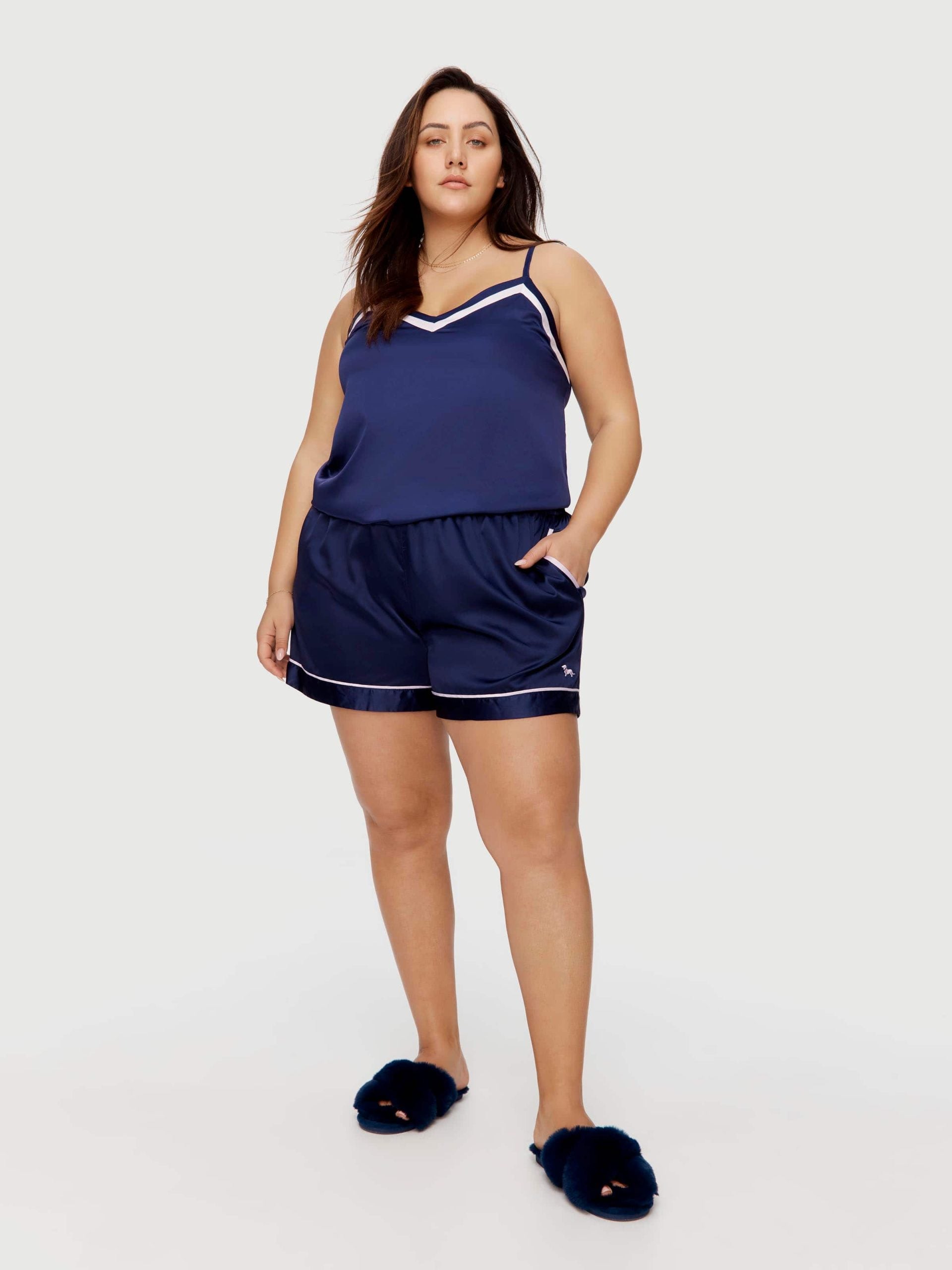 P.A. Plus Navy Tux Luxe Satin Cami Multi