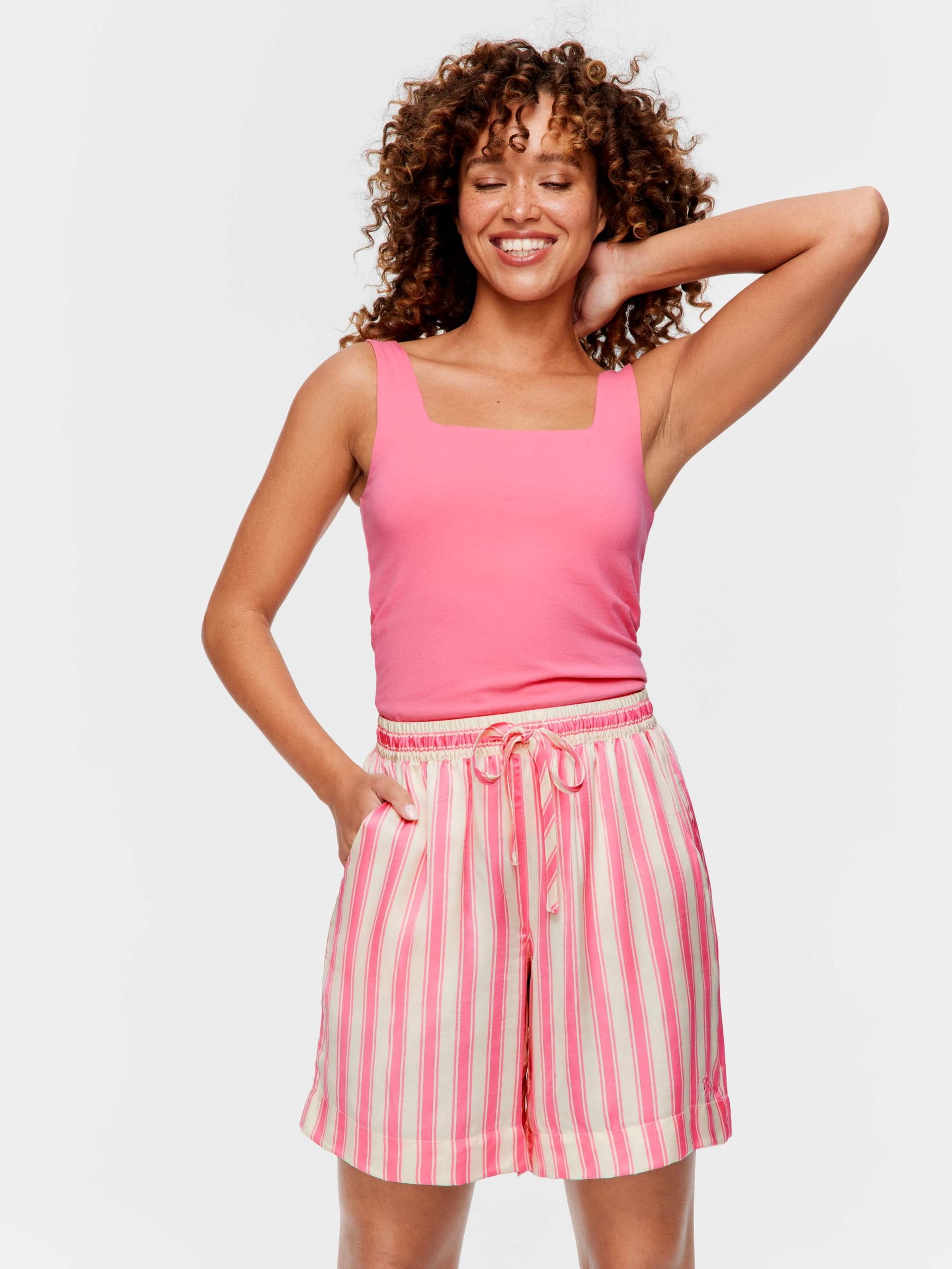 Stripe Satin Long Short multi