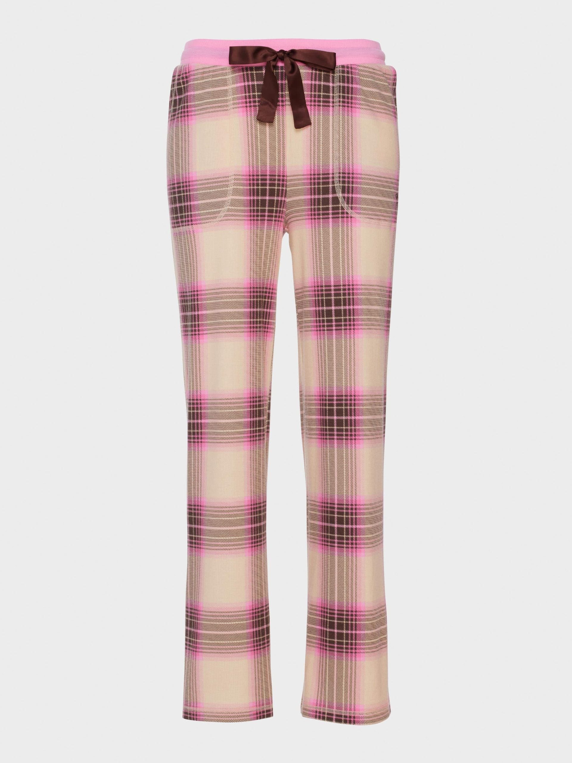 Pink & Brown Waffle Check Wide Leg Pj Pant multi