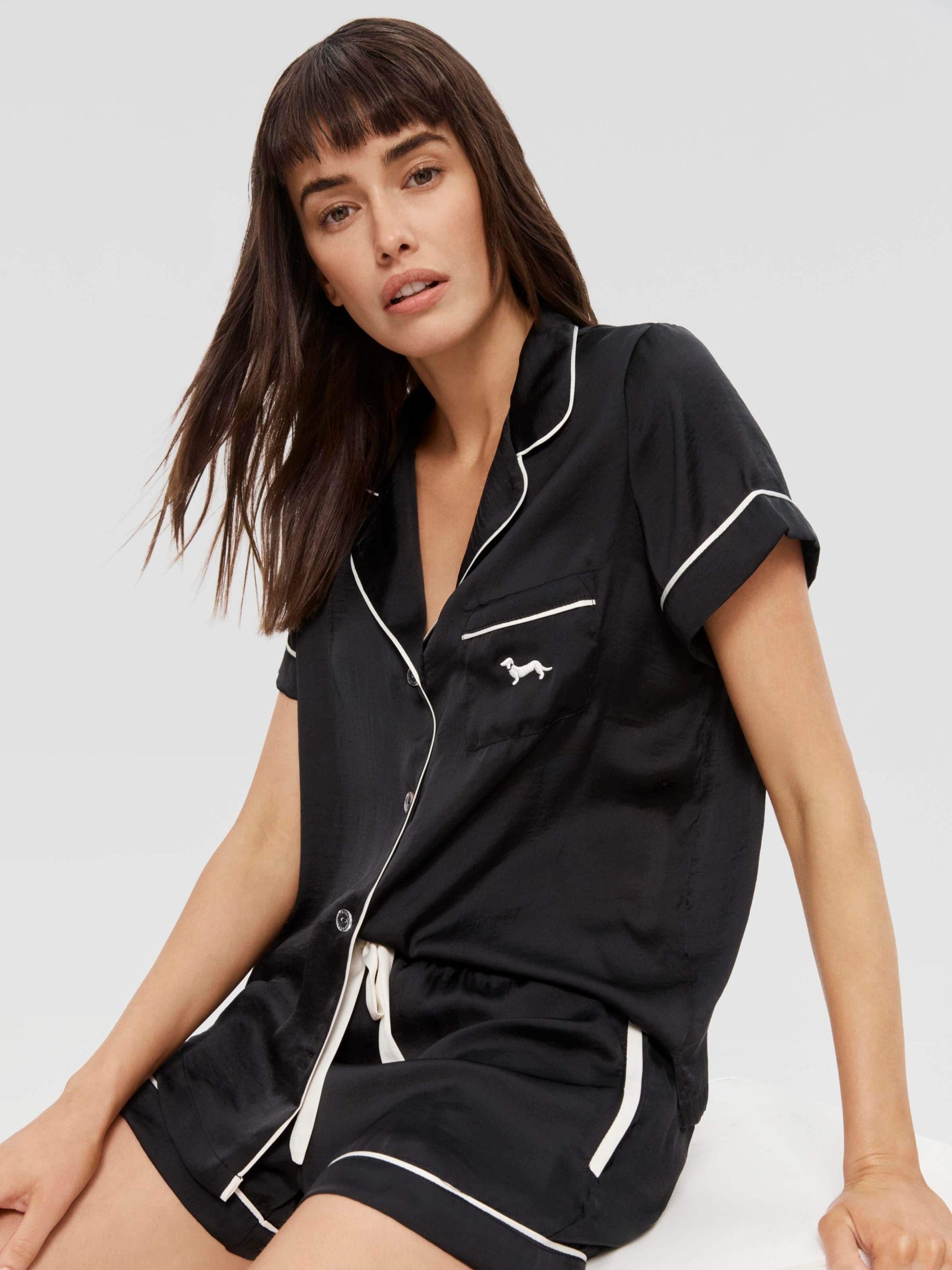Black Chic Satin Pj Set black