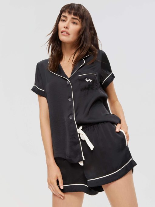 Black Chic Satin Pj Set black