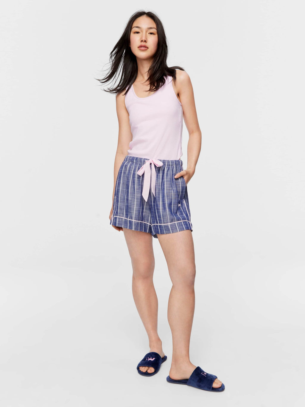 Navy Textured Mid Short navy