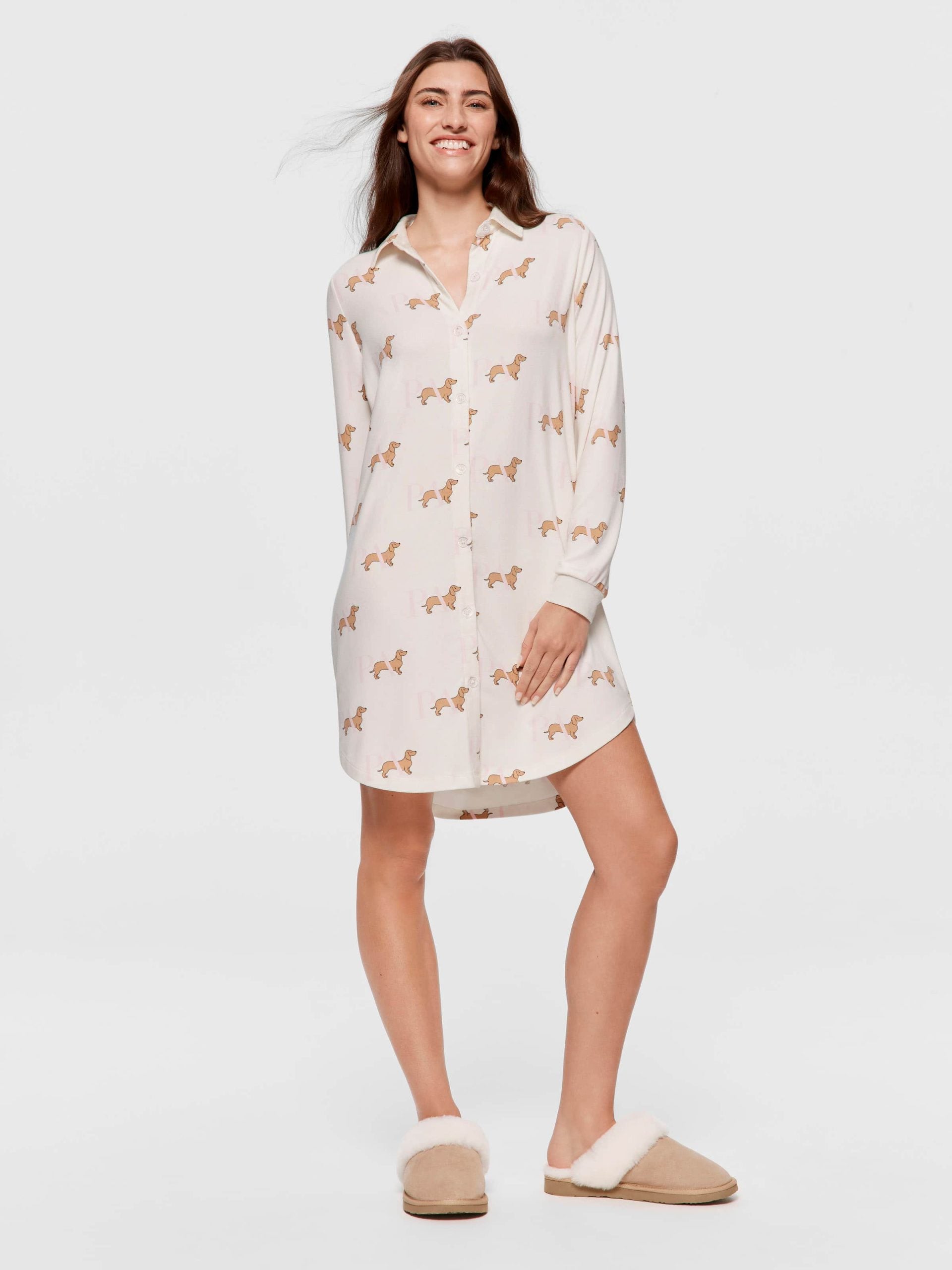 P.A. Penny Long Sleeve Plush Nightshirt multi