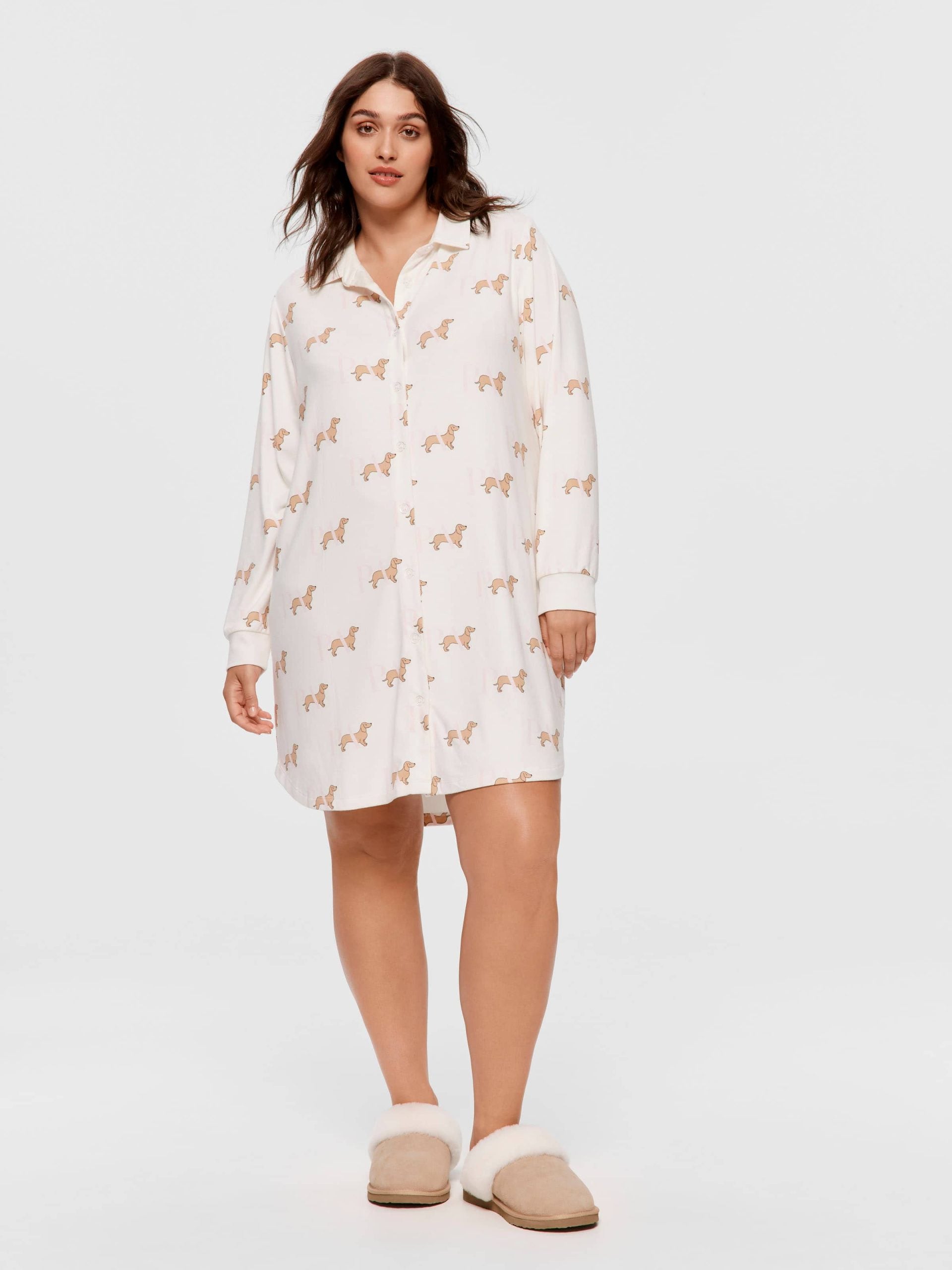 P.A. Plus Penny Long Sleeve Plush Nightshirt Multi