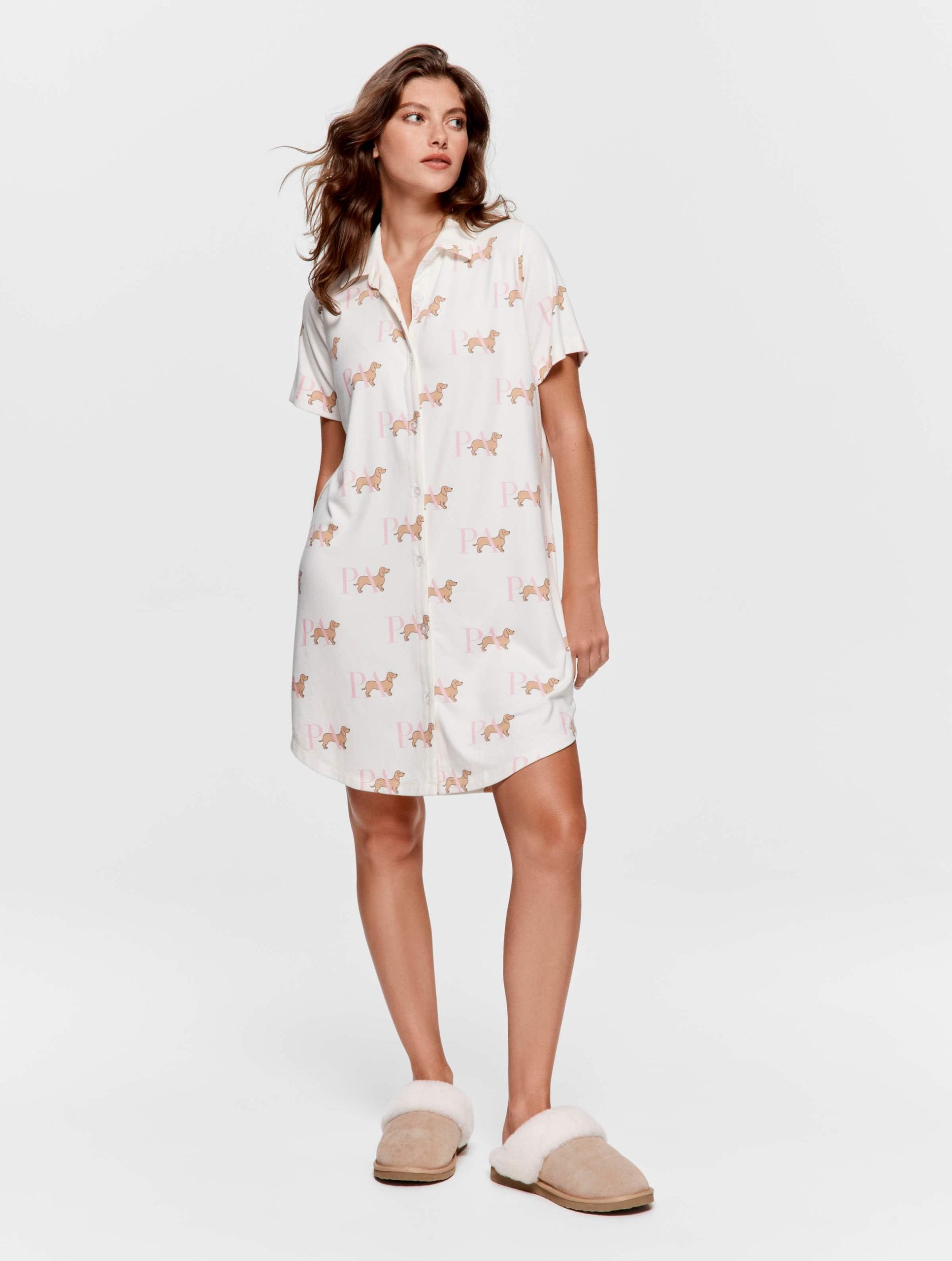 P.A. Penny Short Sleeve Plush Nightshirt Multi