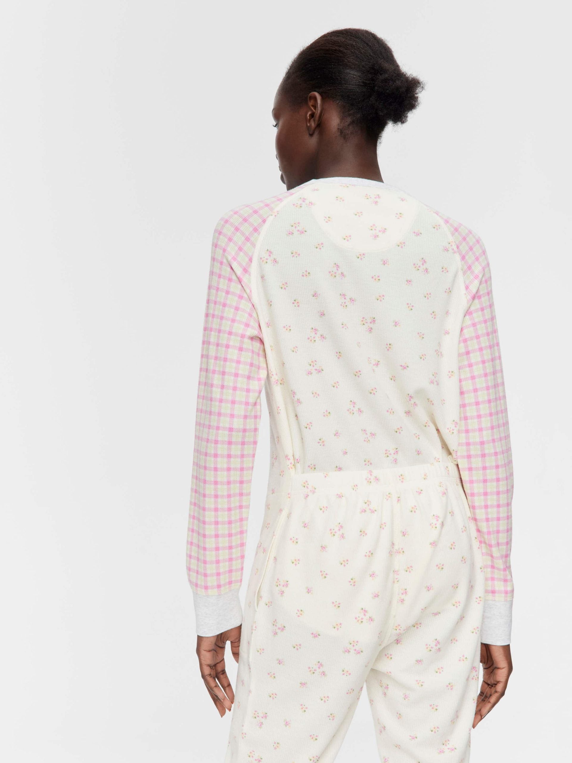 Waffle Contrast Print Onesie Multi