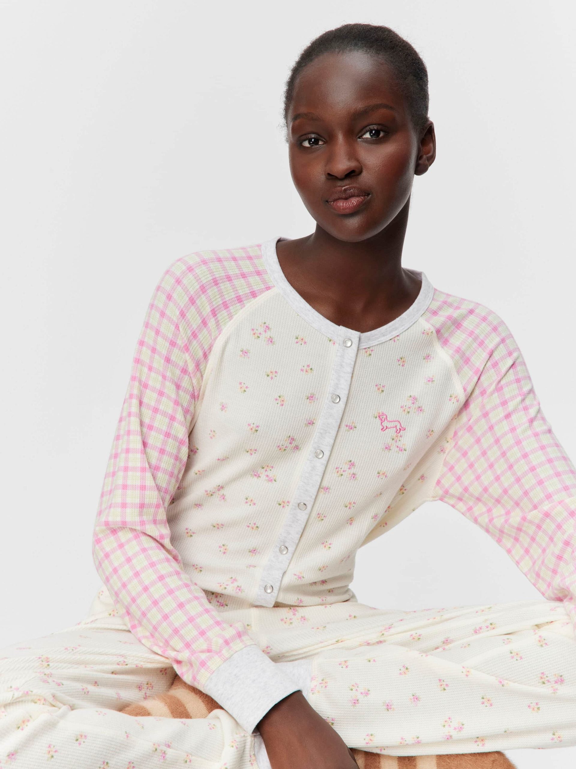 Waffle Contrast Print Onesie Multi