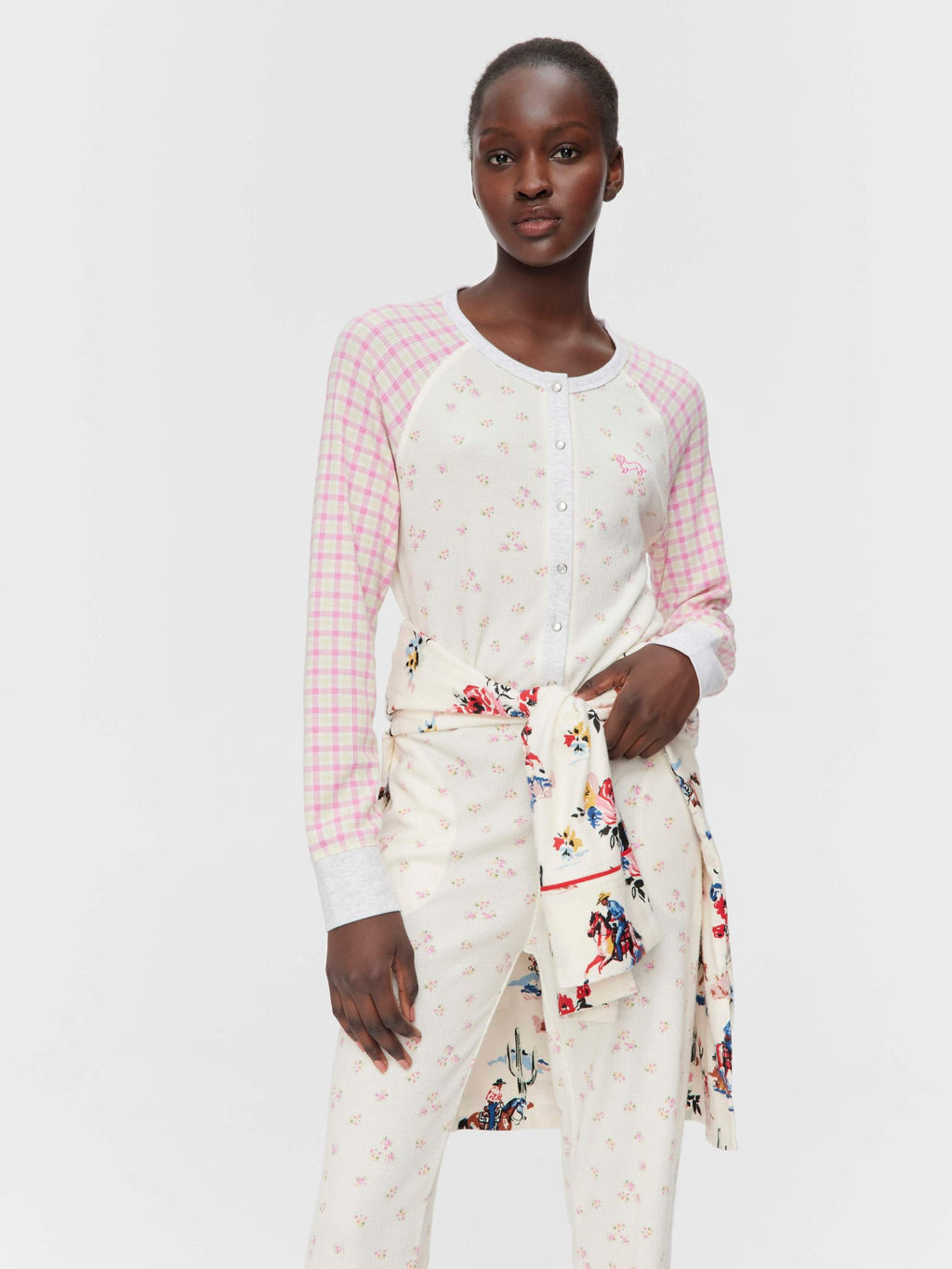 Waffle Contrast Print Onesie Multi