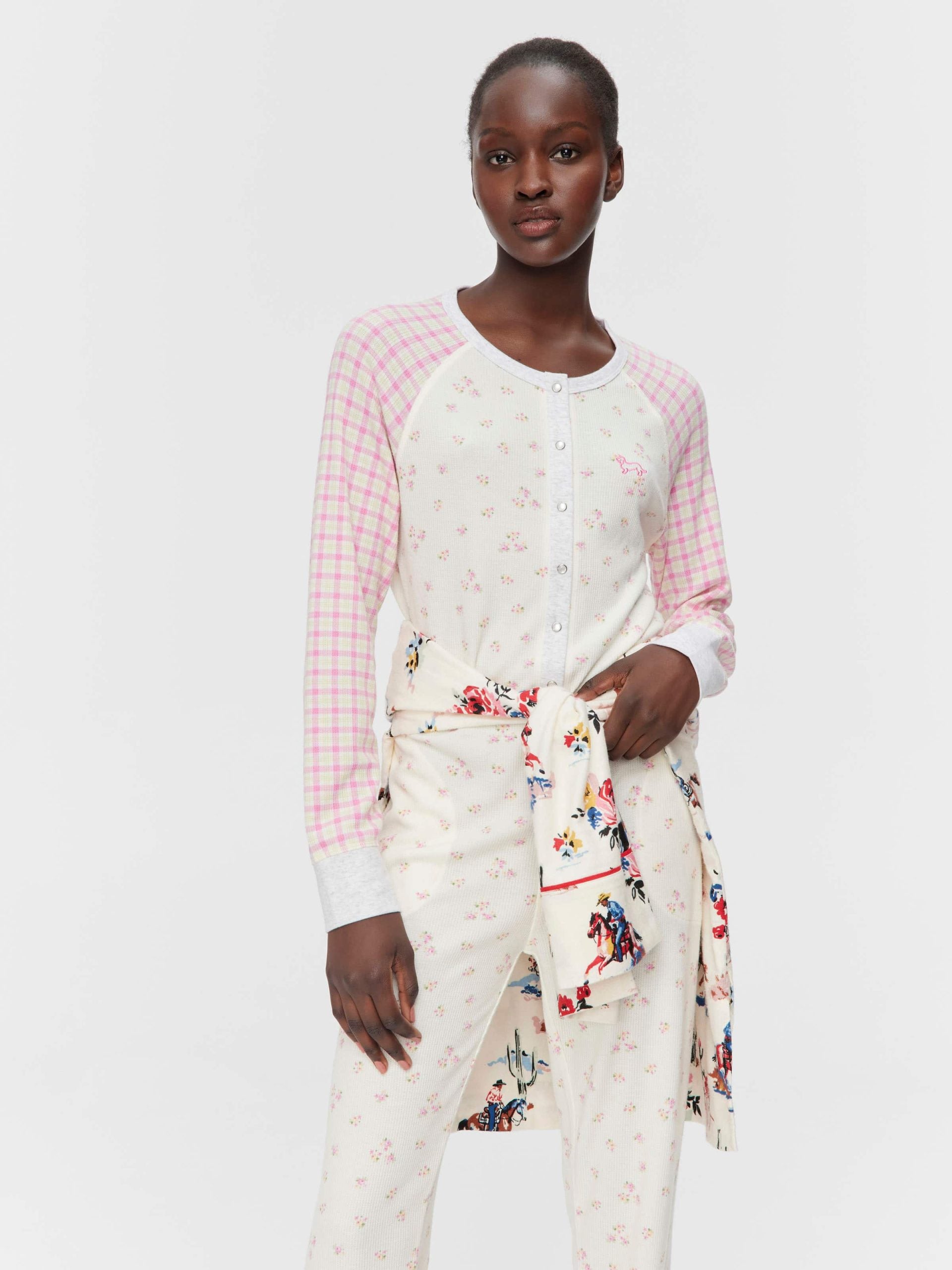 Waffle Contrast Print Onesie Multi