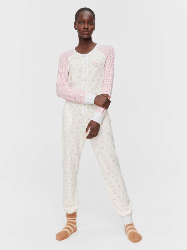 Waffle Contrast Print Onesie Multi