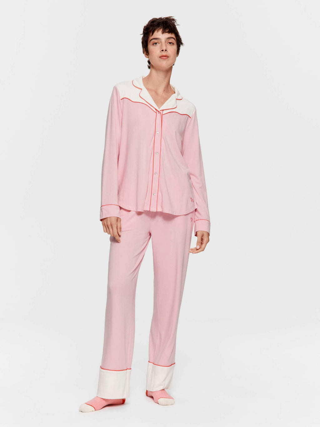 Western Bamboo Jersey Long Sleeve Shirt Pink