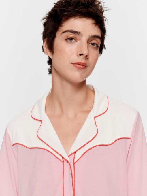 Western Bamboo Jersey Long Sleeve Shirt Pink