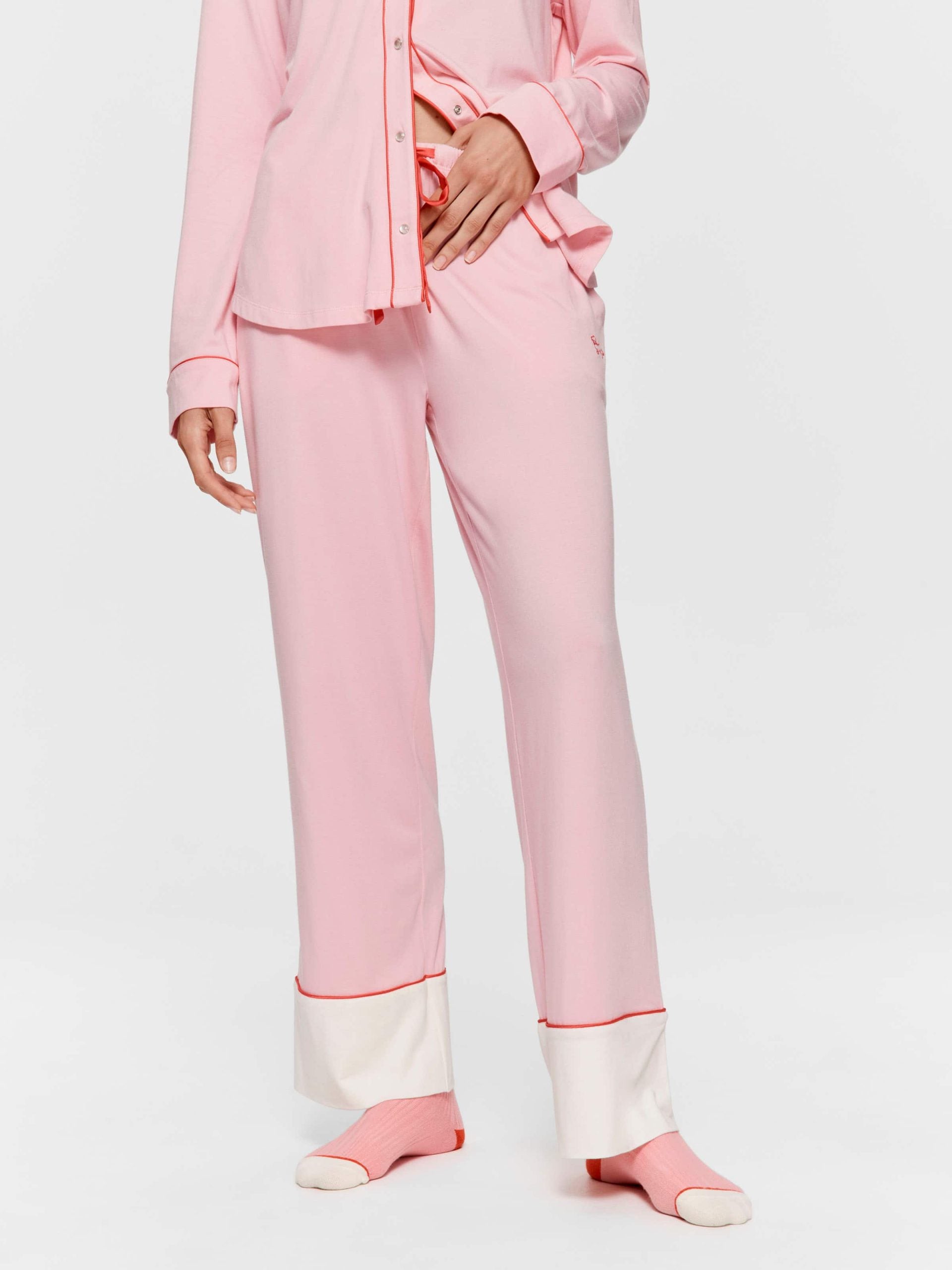 Western Bamboo Jersey Straight Leg Pj Pant Pink