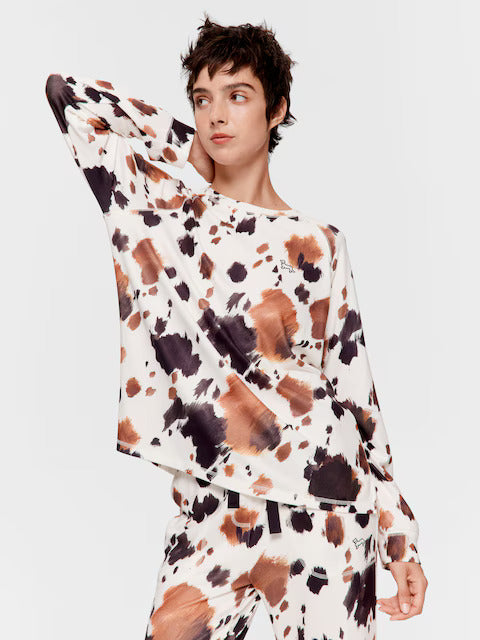 Cow Plush Oversized Long Sleeve Top