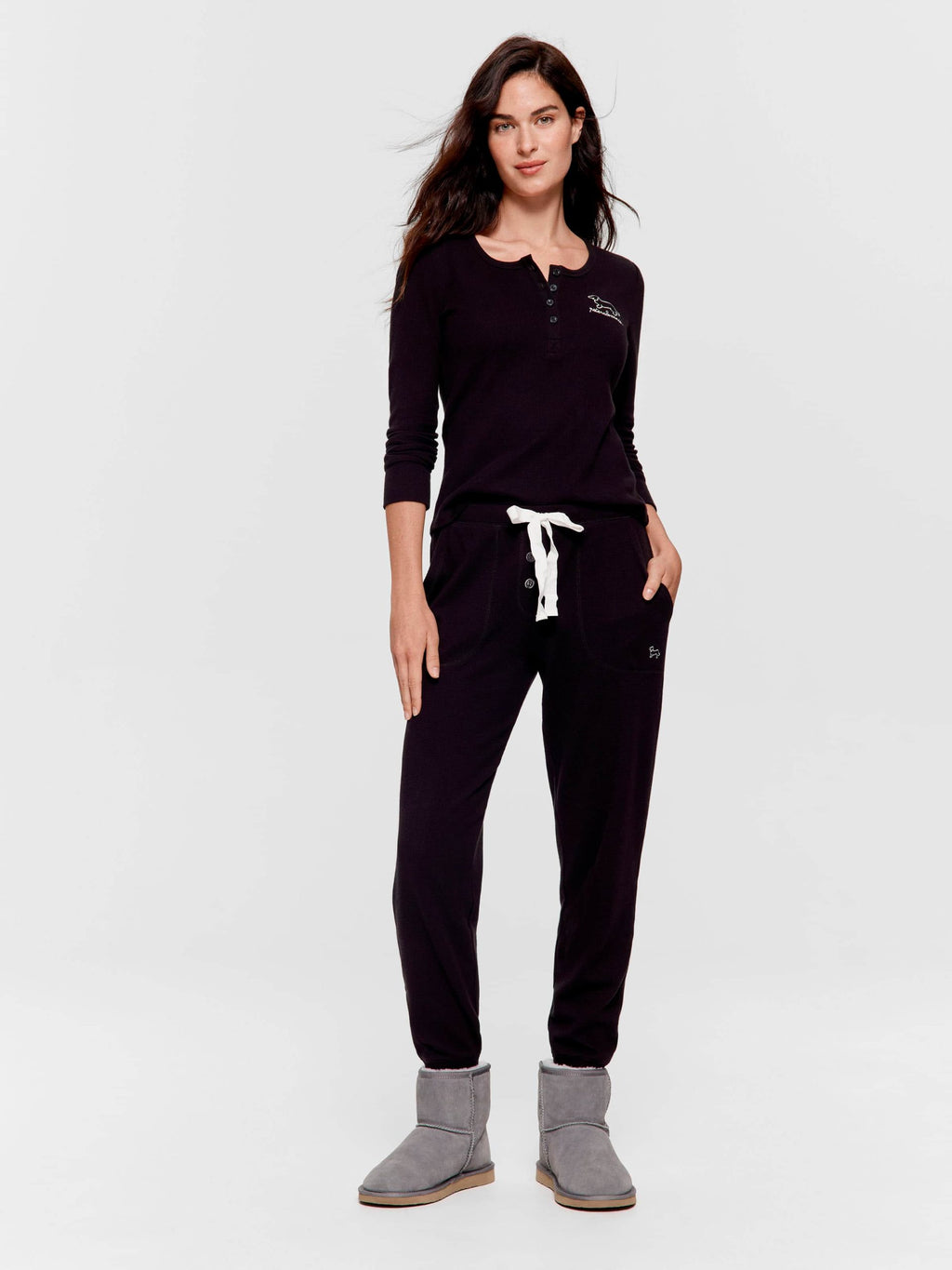 Black Waffle Easy Pj Pant Black