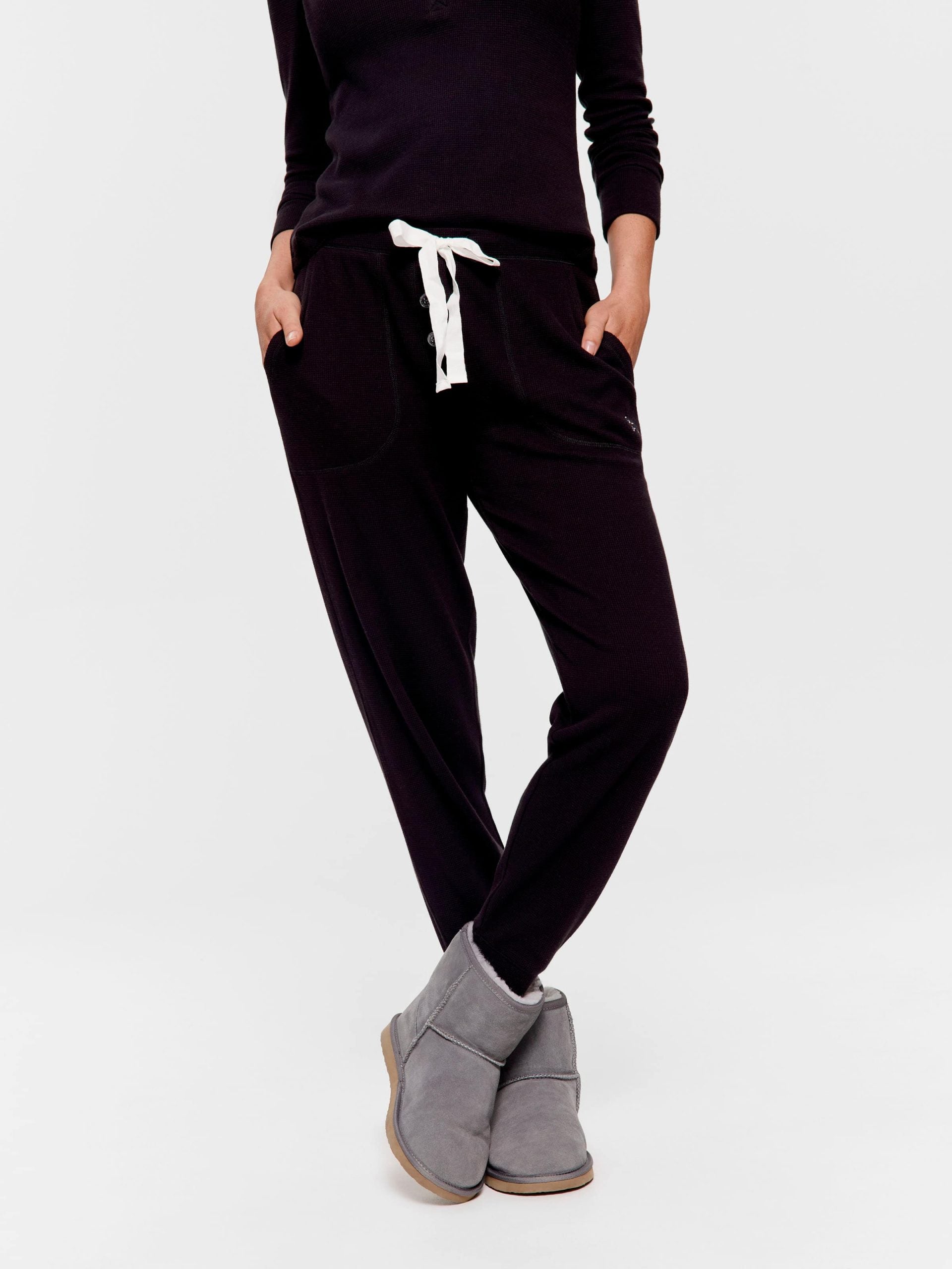 Black Waffle Easy Pj Pant Black