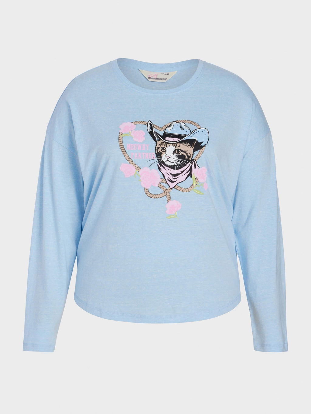 P.A. Plus Cowboy Kitty Long Sleeve Top Pale Blue