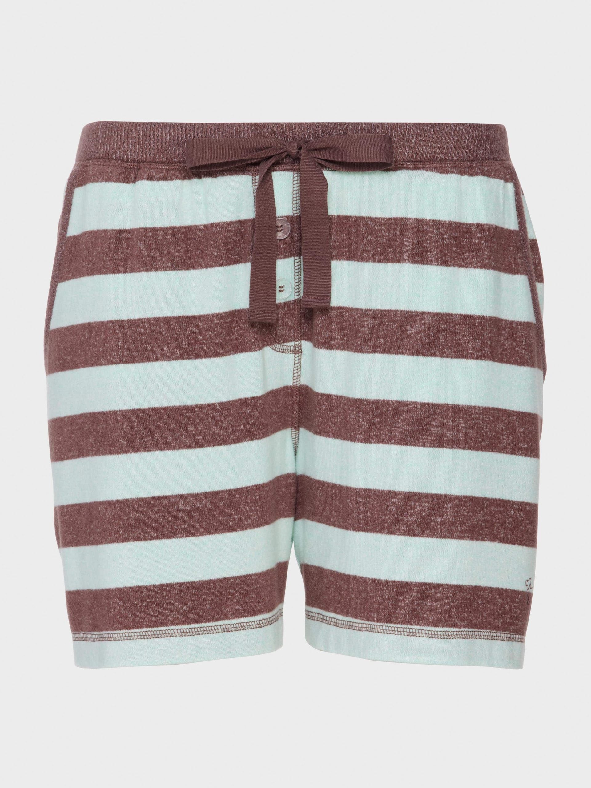 Mint Choc Fuzzy Stripe Long Pj Short multi