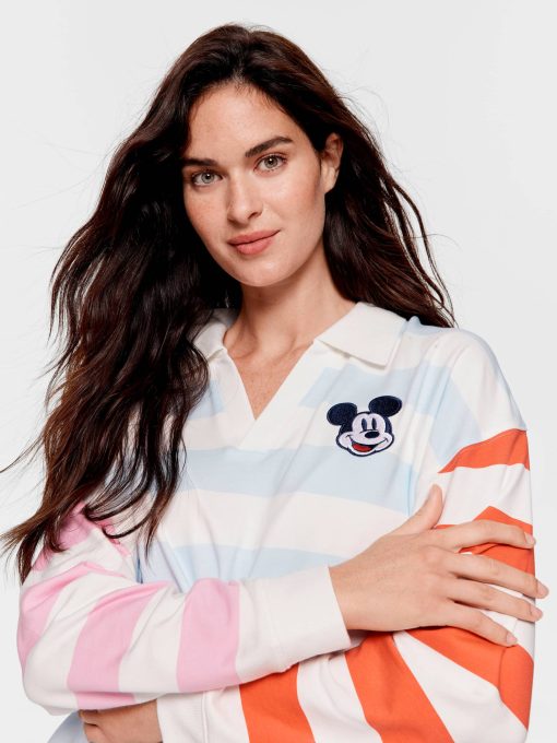Pastel Stripe Mickey Mouse Collared Sweater Multi