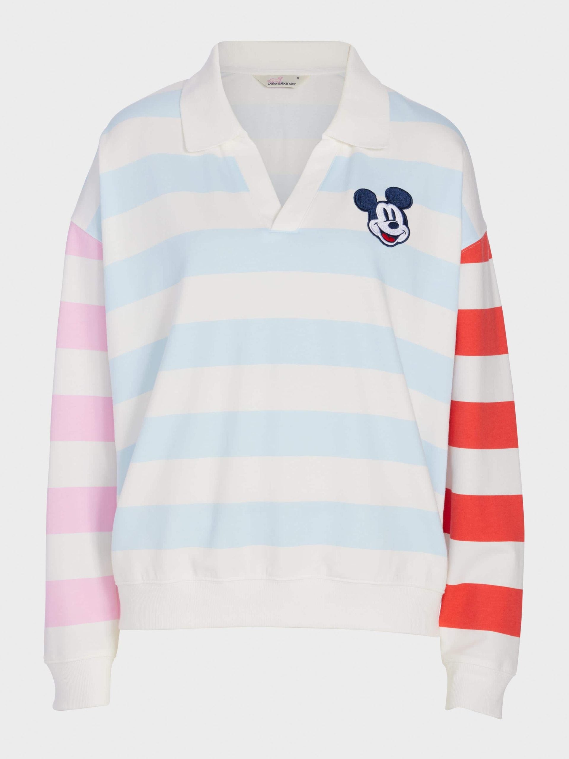 Pastel Stripe Mickey Mouse Collared Sweater Multi
