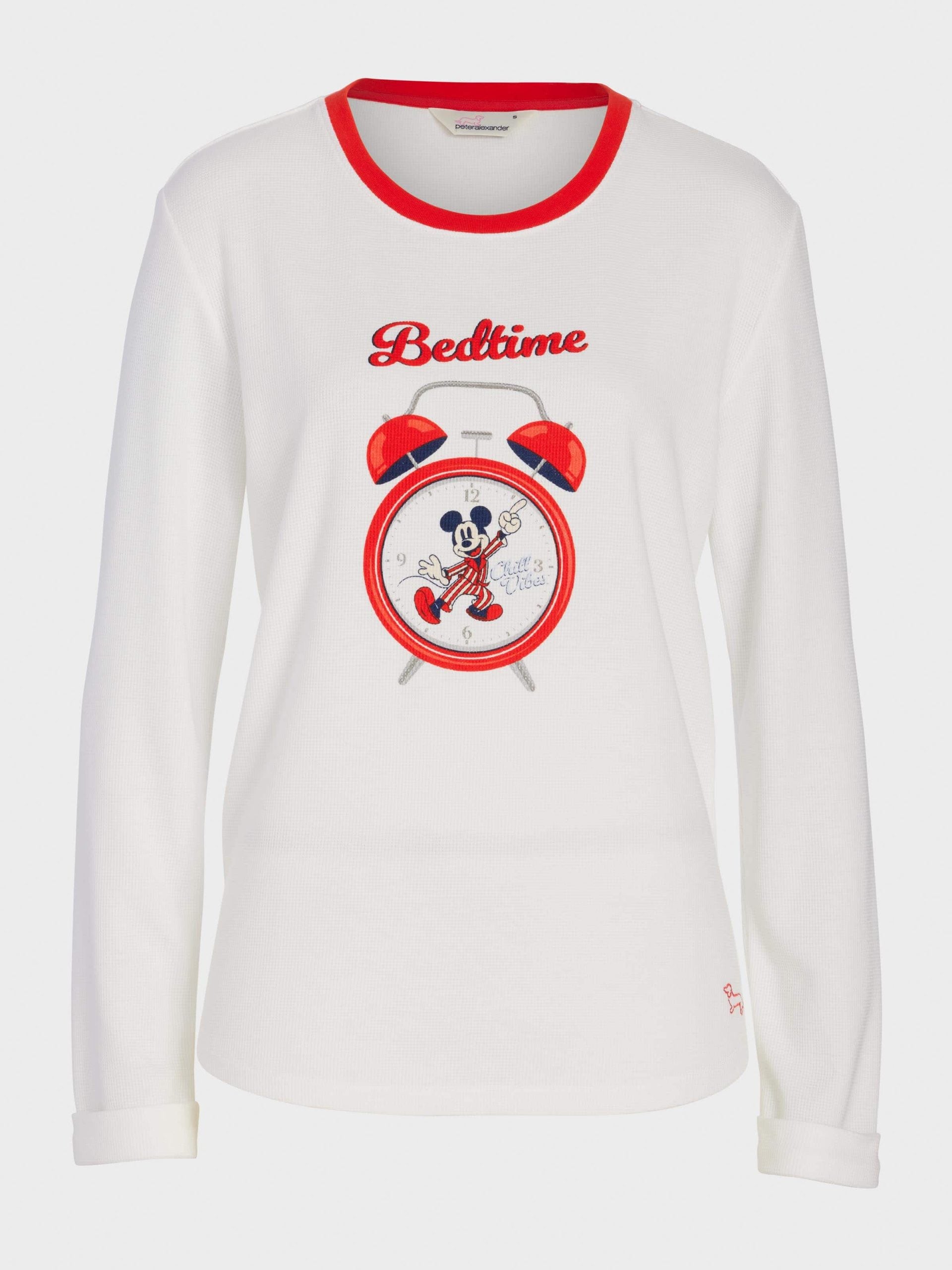 Wake Up Mickey Mouse Waffle Long Sleeve Top Cream