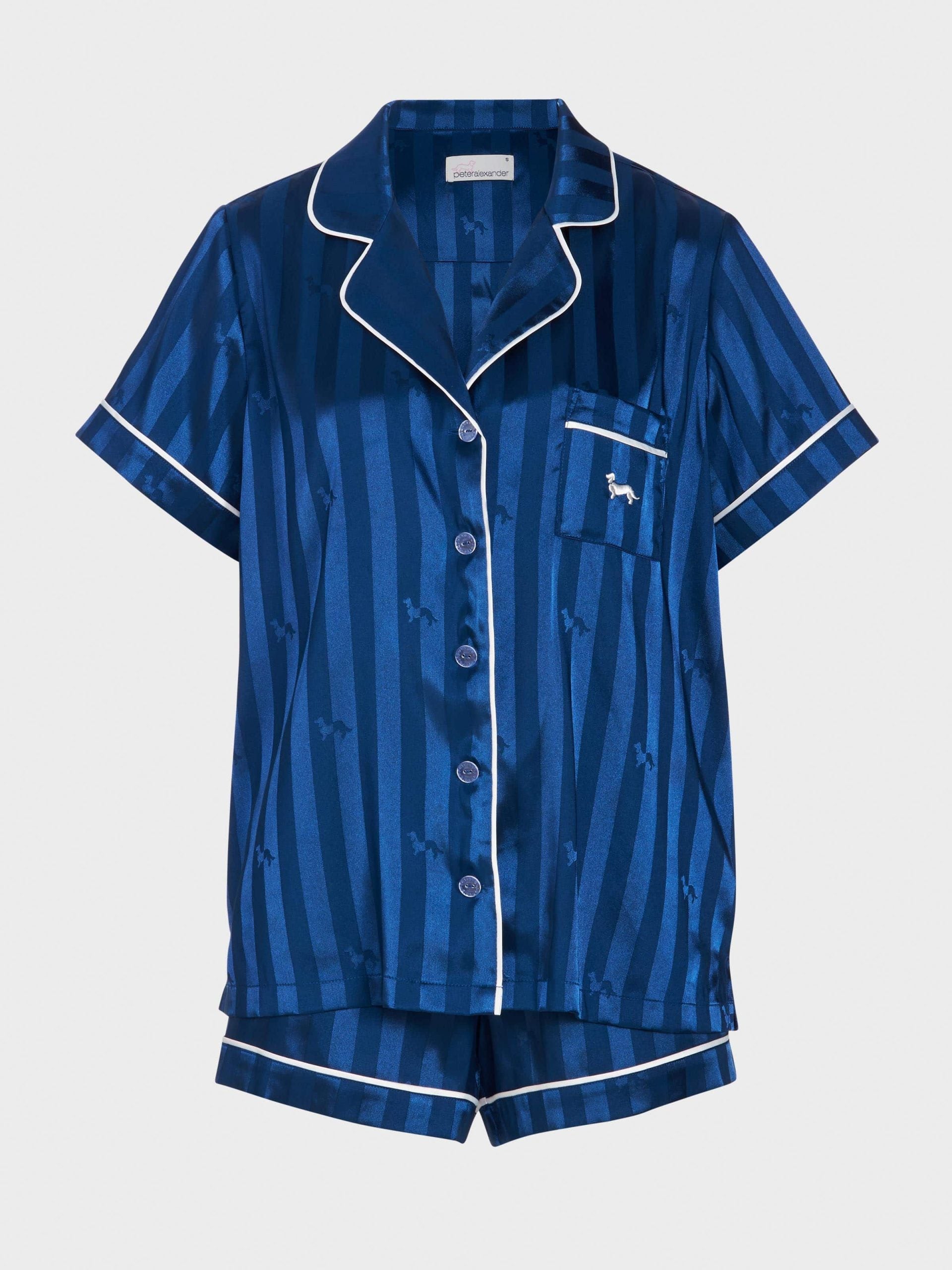 Navy Penny Chic Satin Stripe Pj Set navy