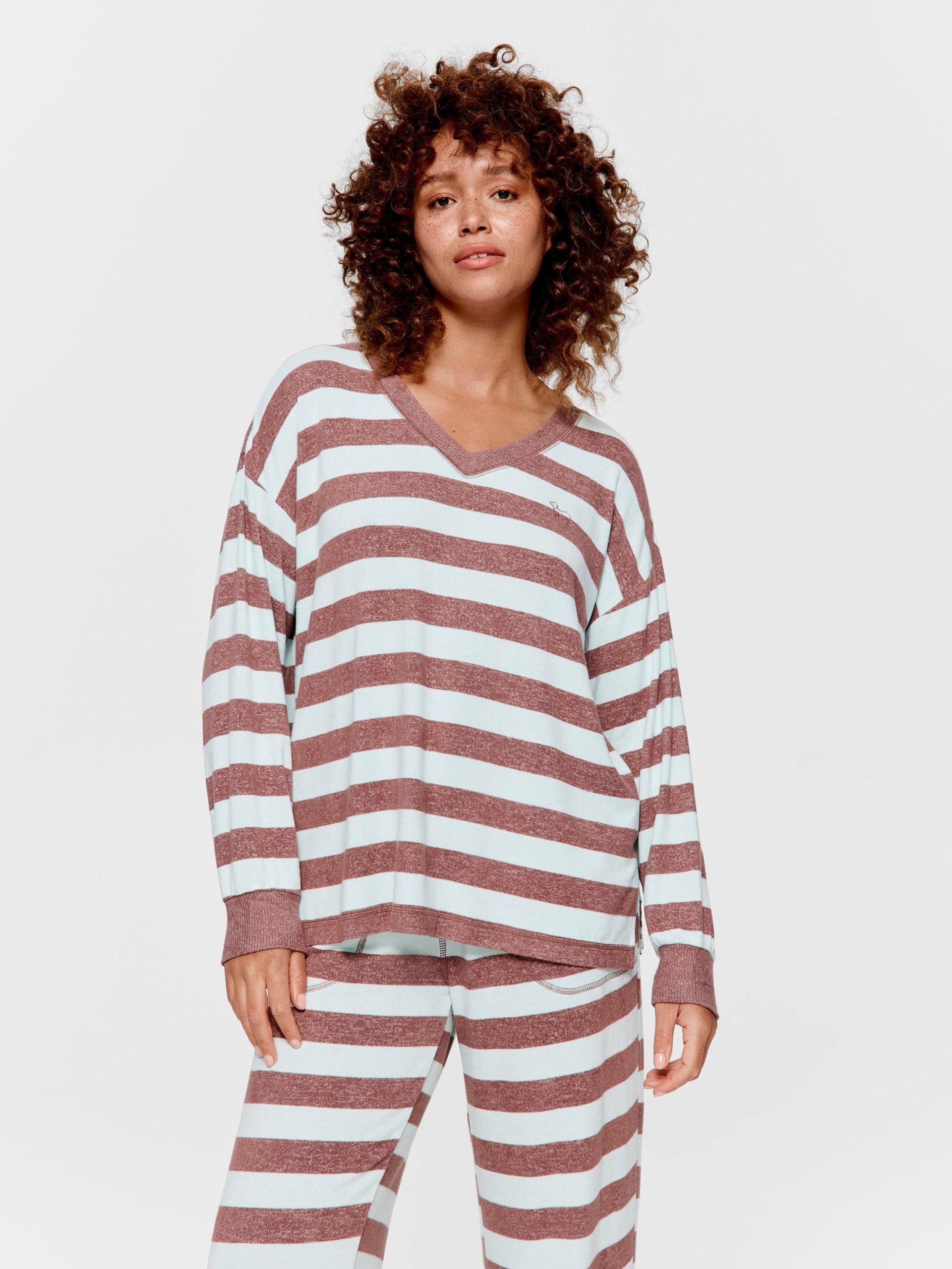 Mint Choc Fuzzy Stripe Sweater multi