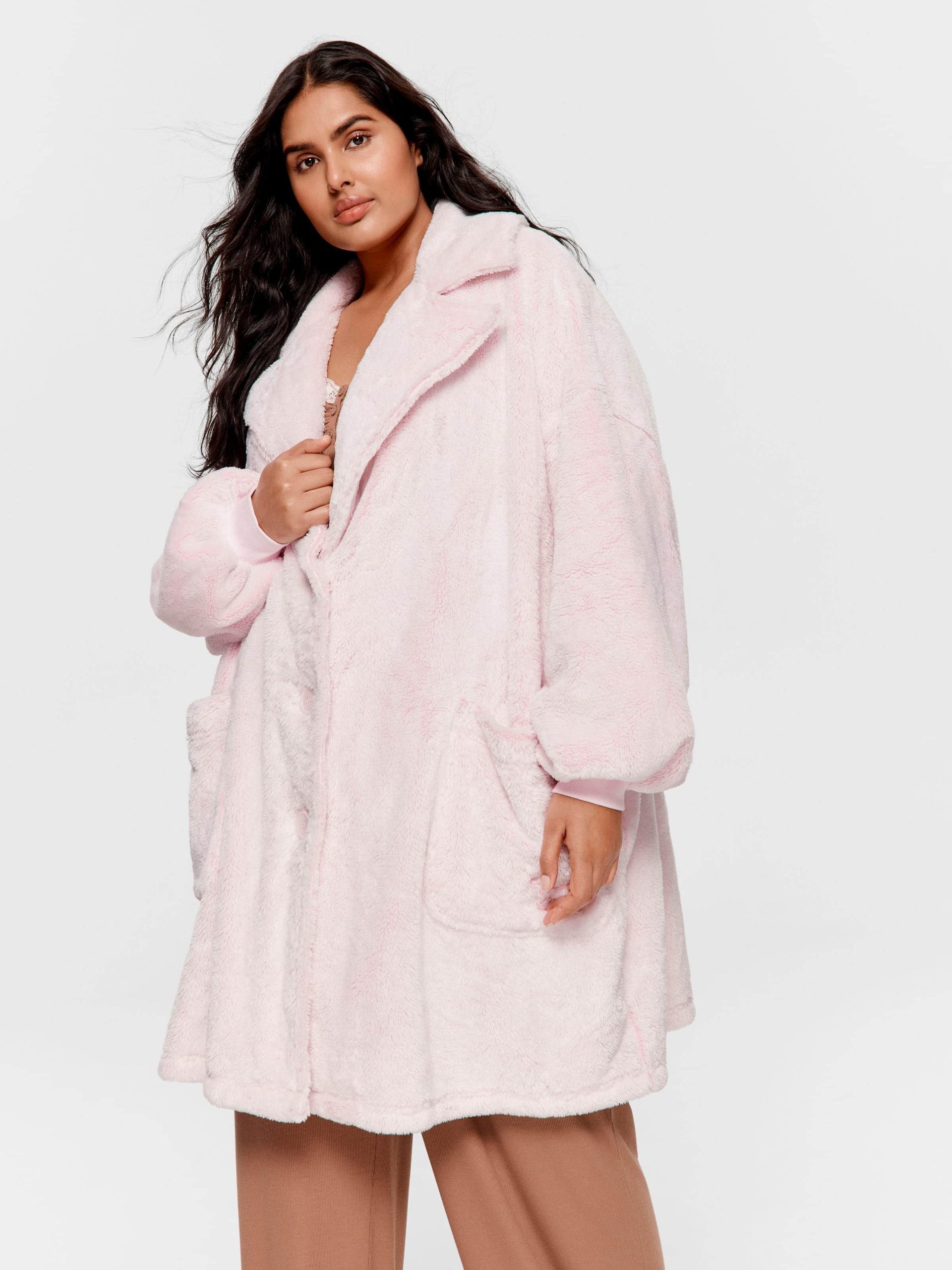 P.A. Plus Oversized Fluffy Pink Gown Pink