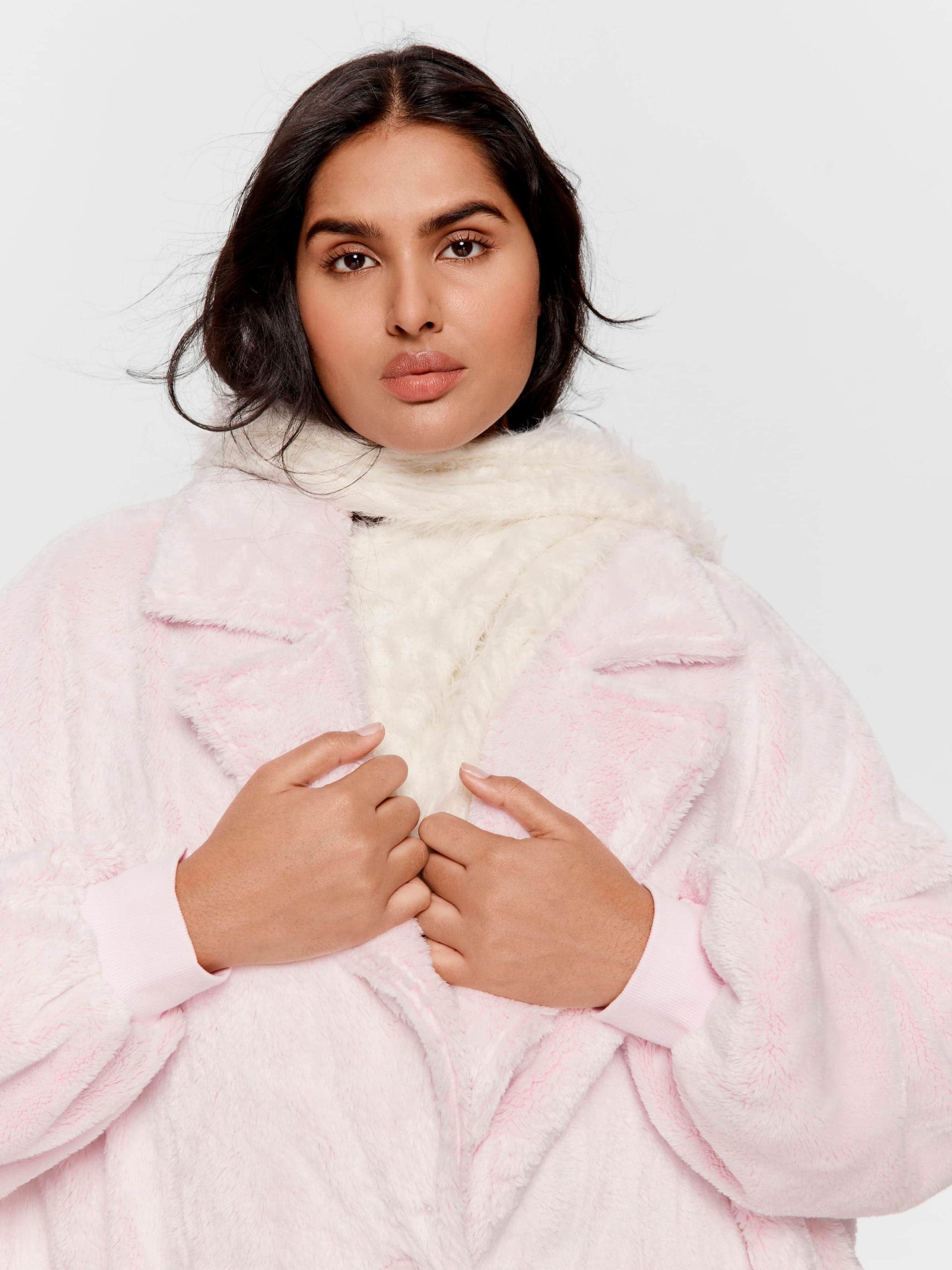 P.A. Plus Oversized Fluffy Pink Gown Pink