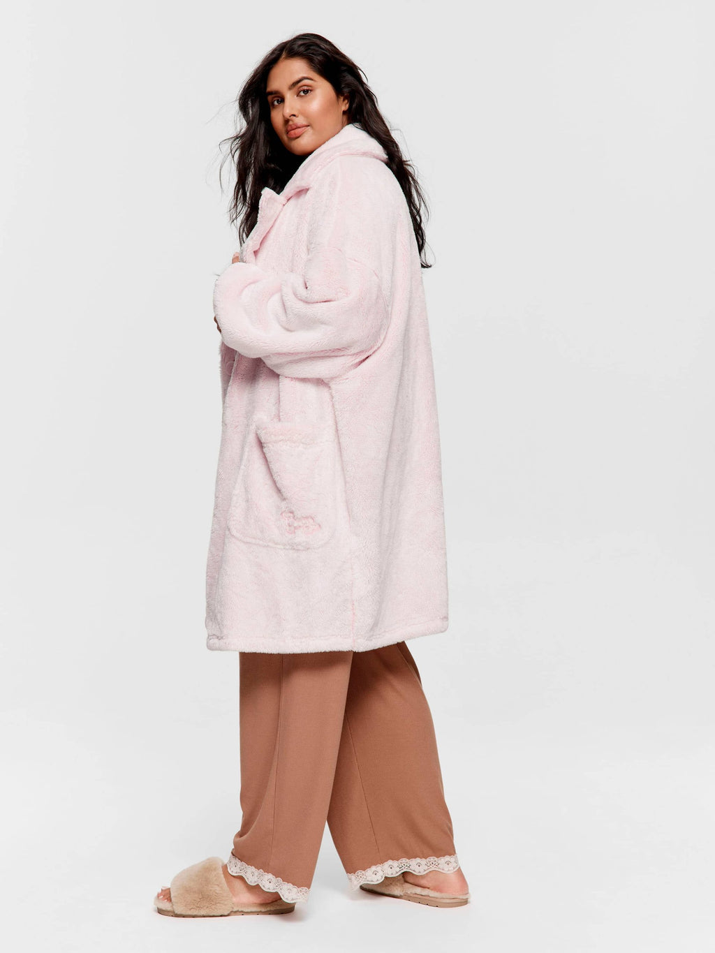 P.A. Plus Oversized Fluffy Pink Gown Pink