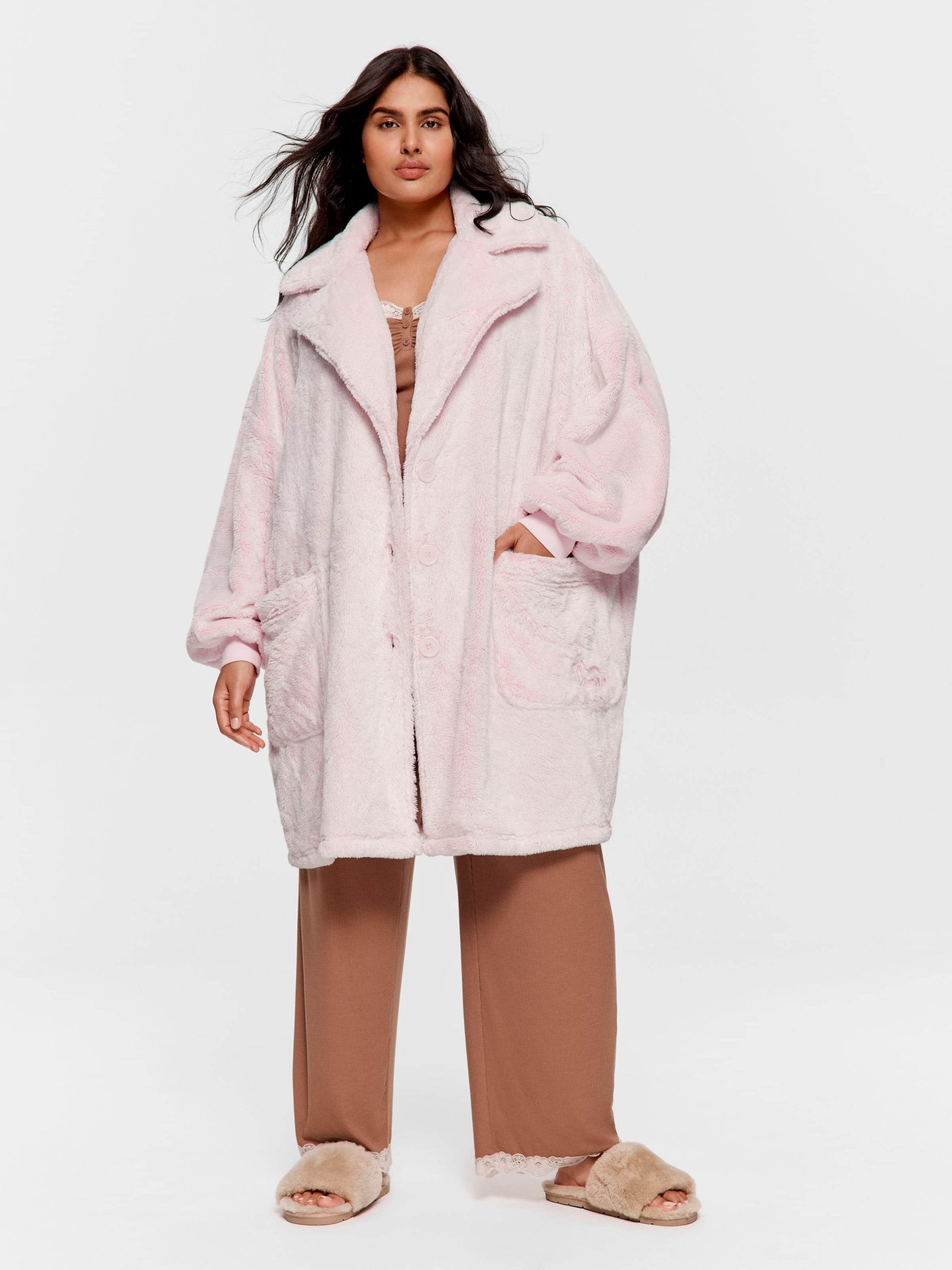 P.A. Plus Oversized Fluffy Pink Gown Pink